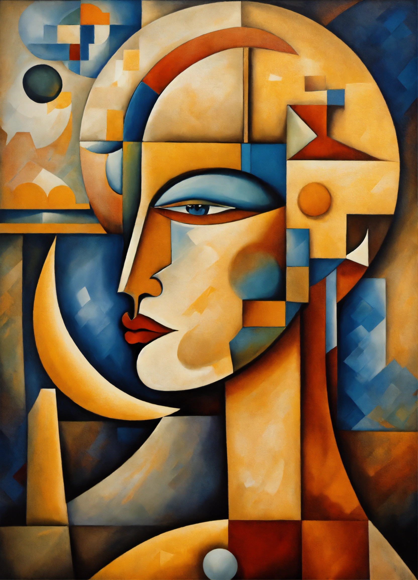 Lexica - Abstract composition of Moon God cubist art in high resolution