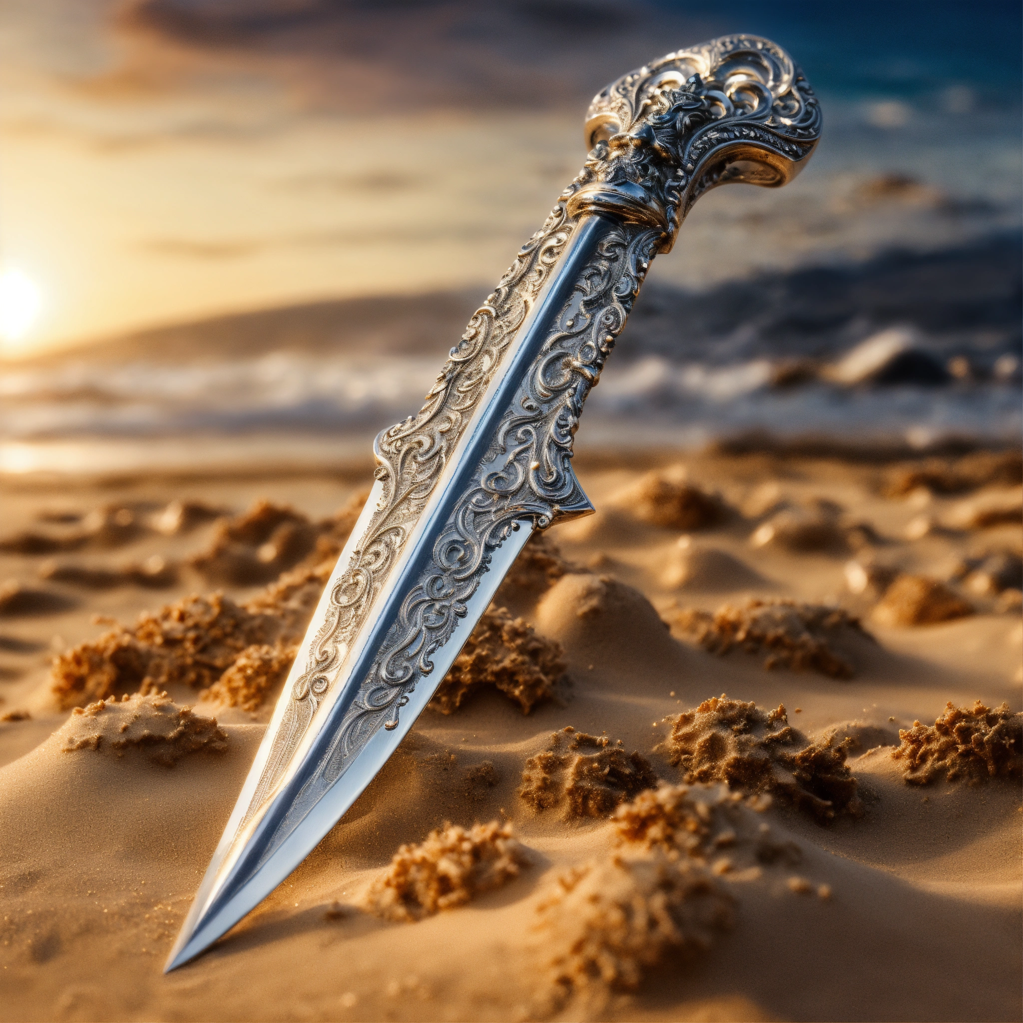 Lexica - 8k, picture of a narrow and delicate wavy curved dagger made ...