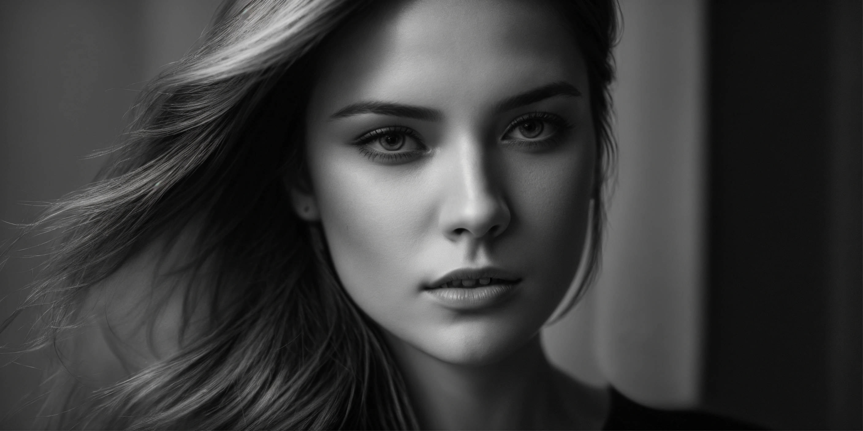 Lexica - Ultra-realistic 16k black and white photo, portrait of a 30 ...