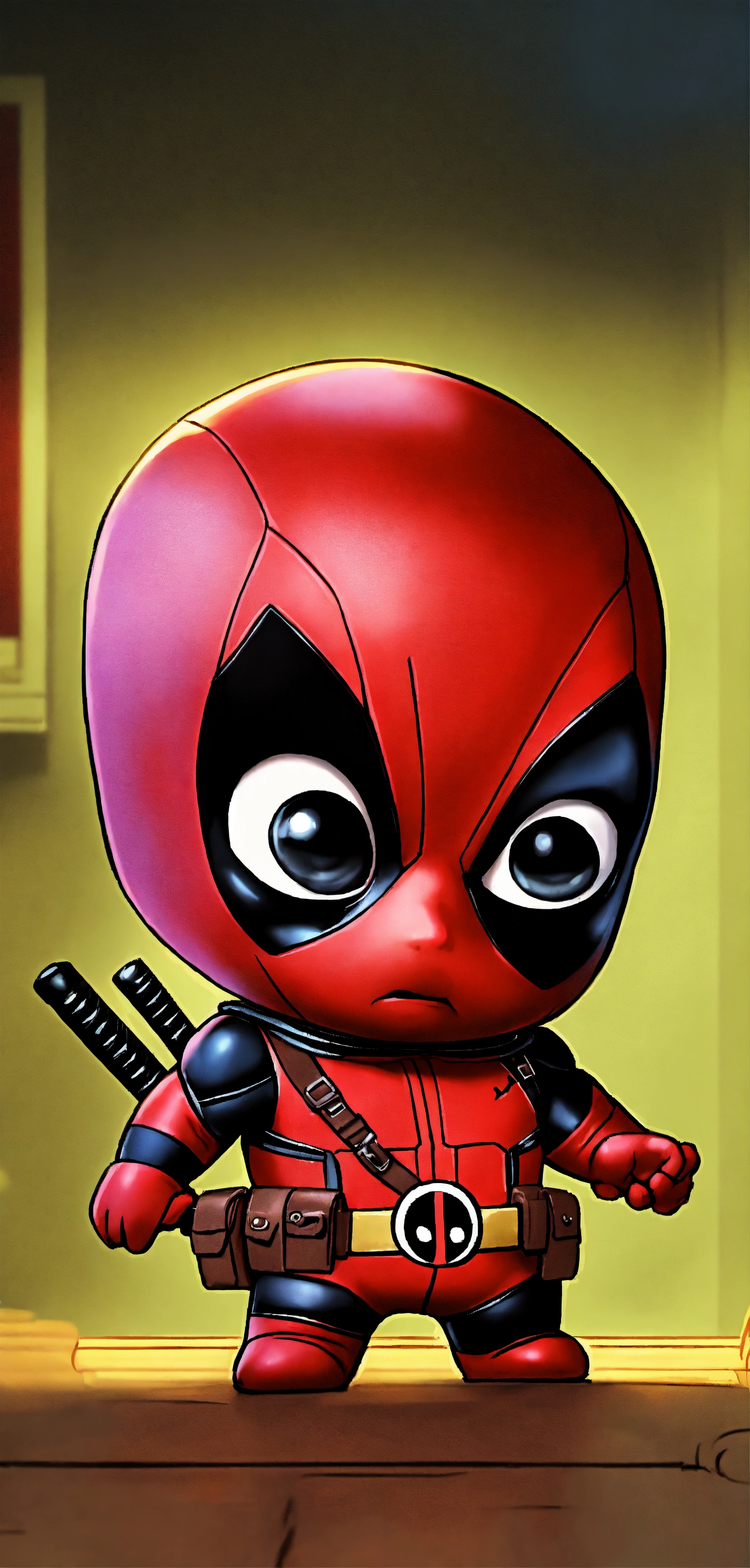 Lexica - Deadpool as a cute baby cartoon, big eyes Ultra realist