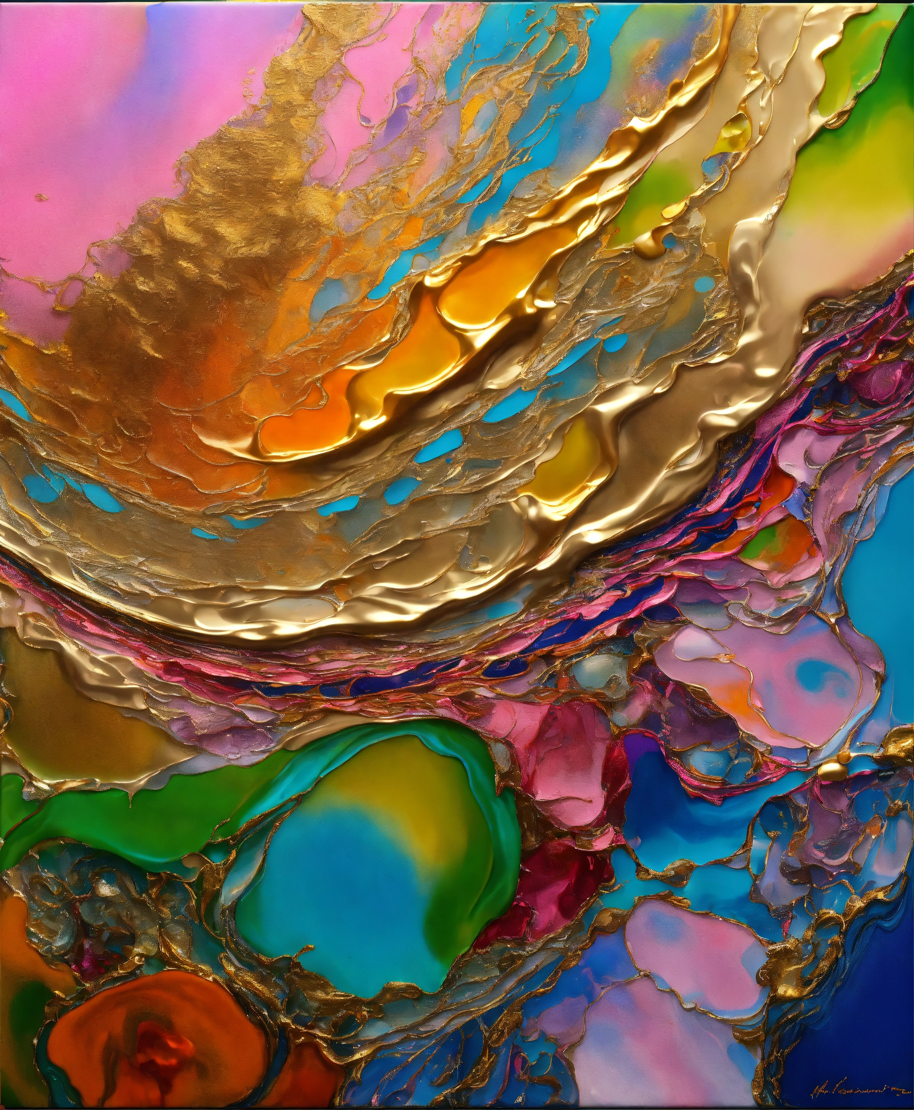 Lexica - Colorful abstract painting oil and water complex complicated ...