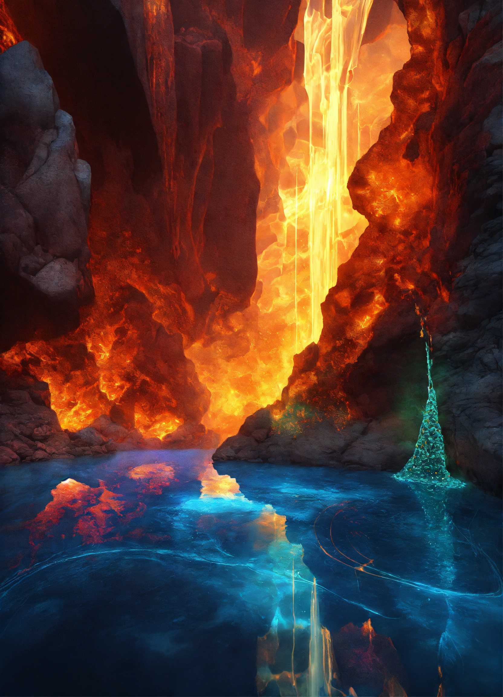 Lexica - Fractal, crystalized water, light rays, ink drops, lava flow.