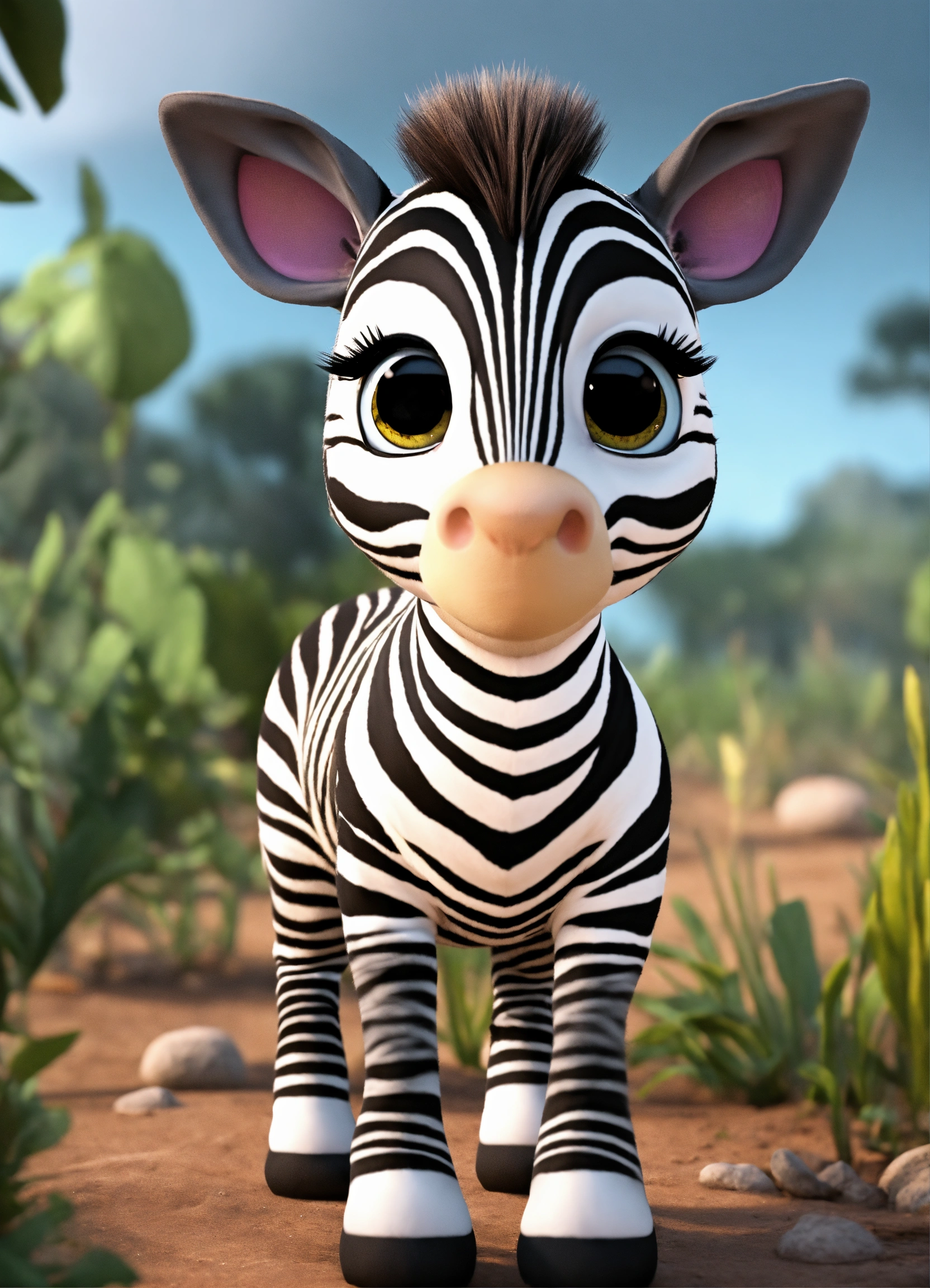 Lexica - A cute Charcoal gray baby zebra with big eyes, animated ...