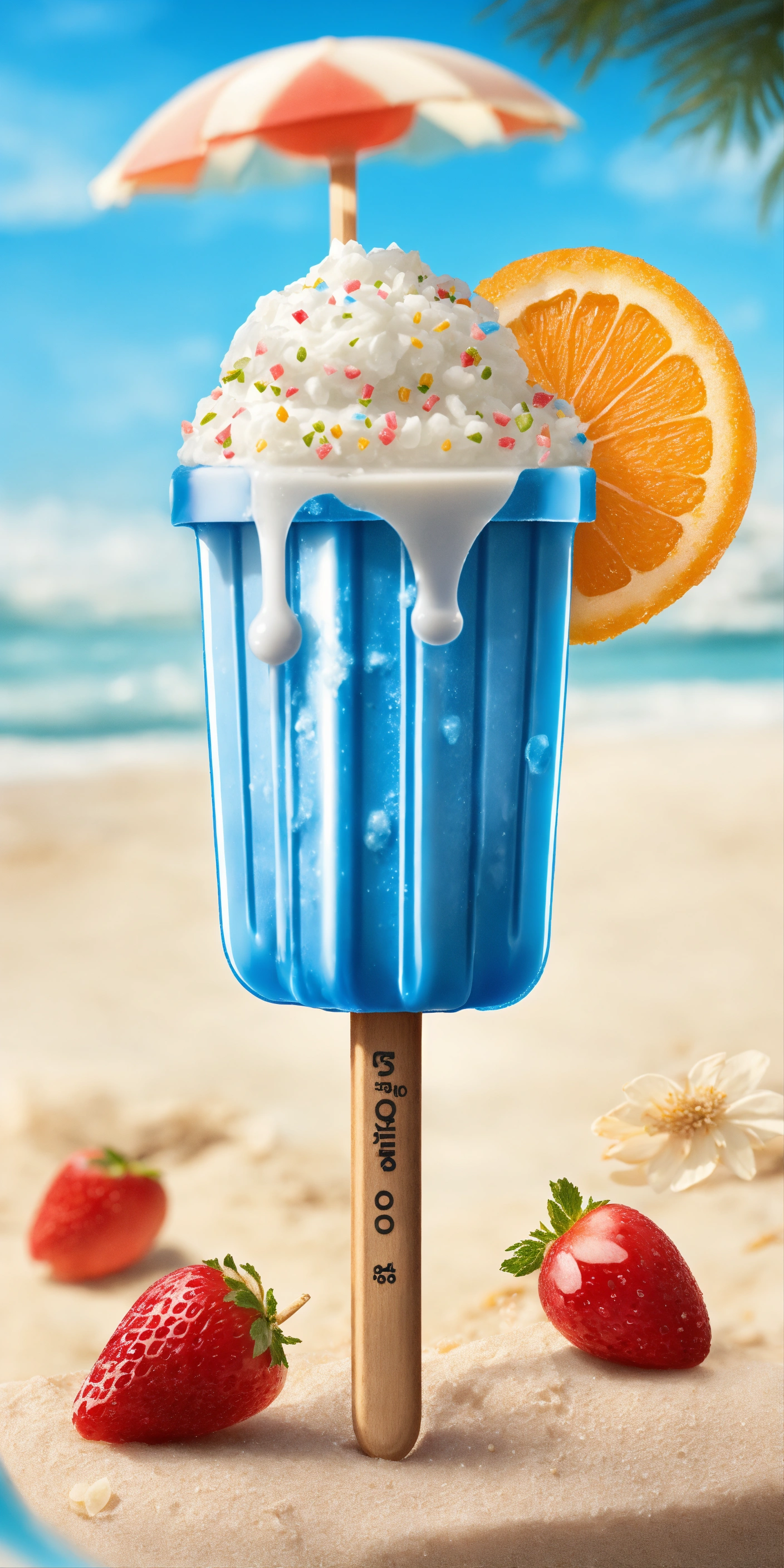 Lexica - A very tasty blue popsicle on summer, high detailed, white ...