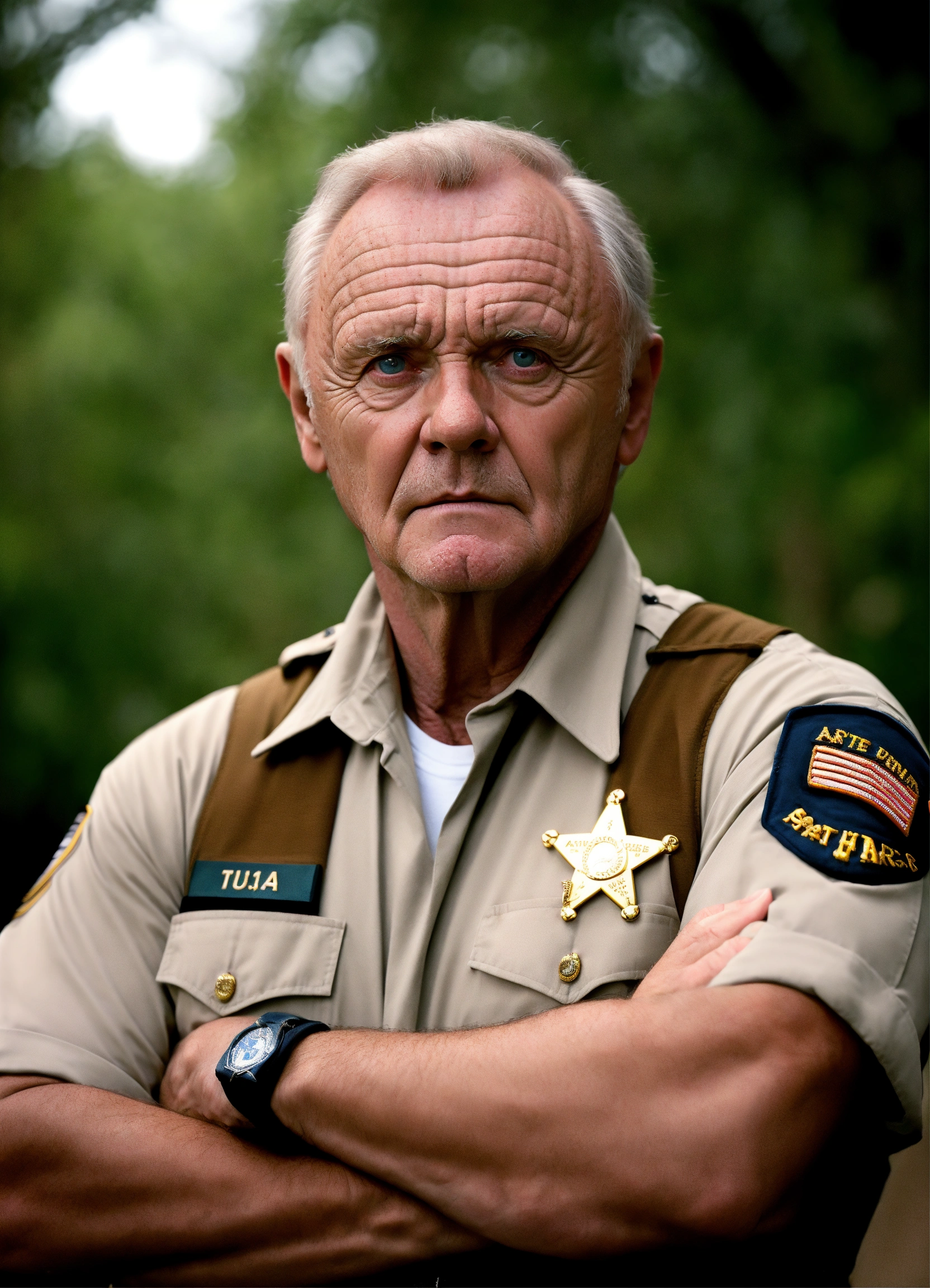 Lexica - Scared man, US PARK RANGER, FRONT VIEW, casual clothes, arms ...