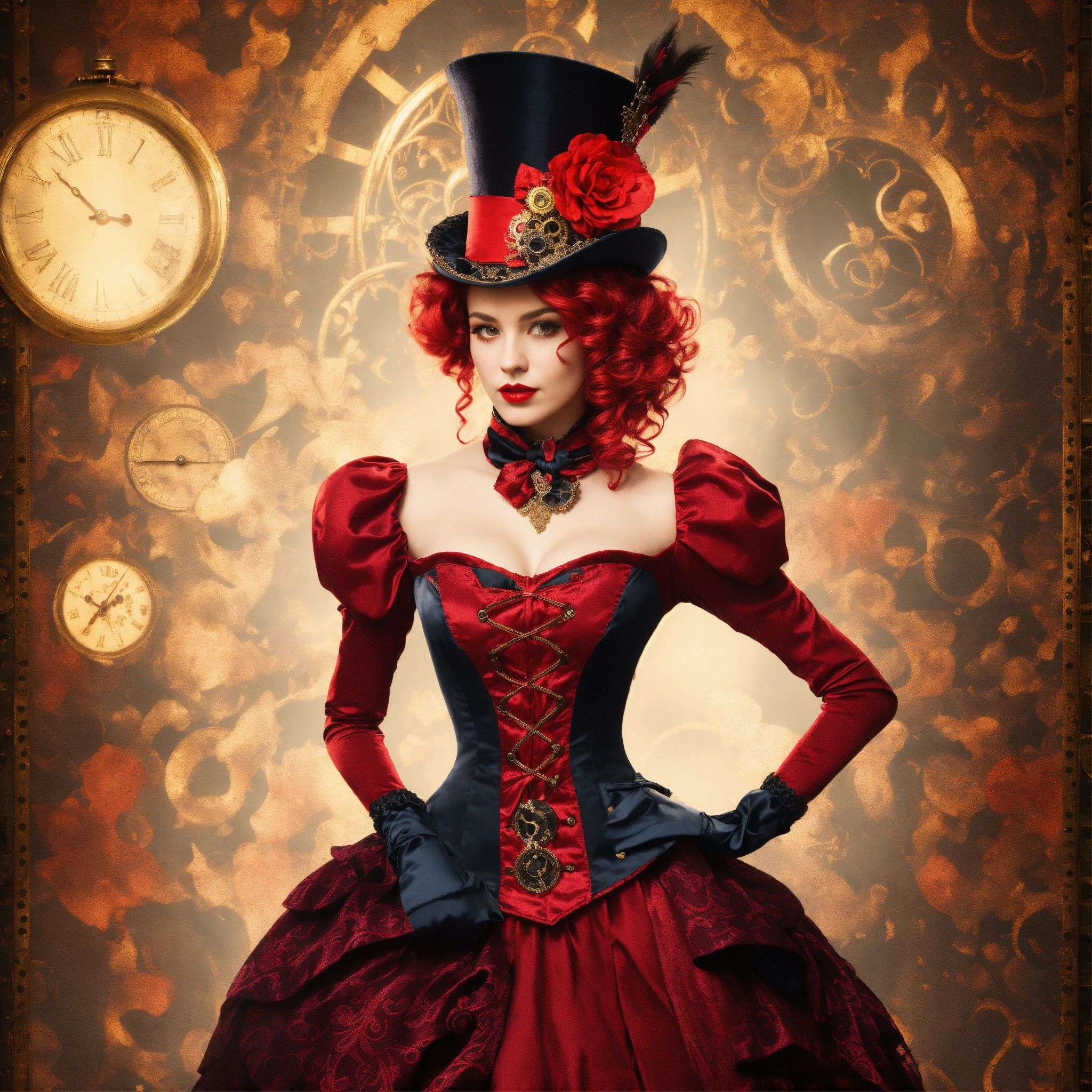 Lexica Antagonist Queen Of Hearts With An Elegant And Intricate Steampunk Mad Hatters Yea