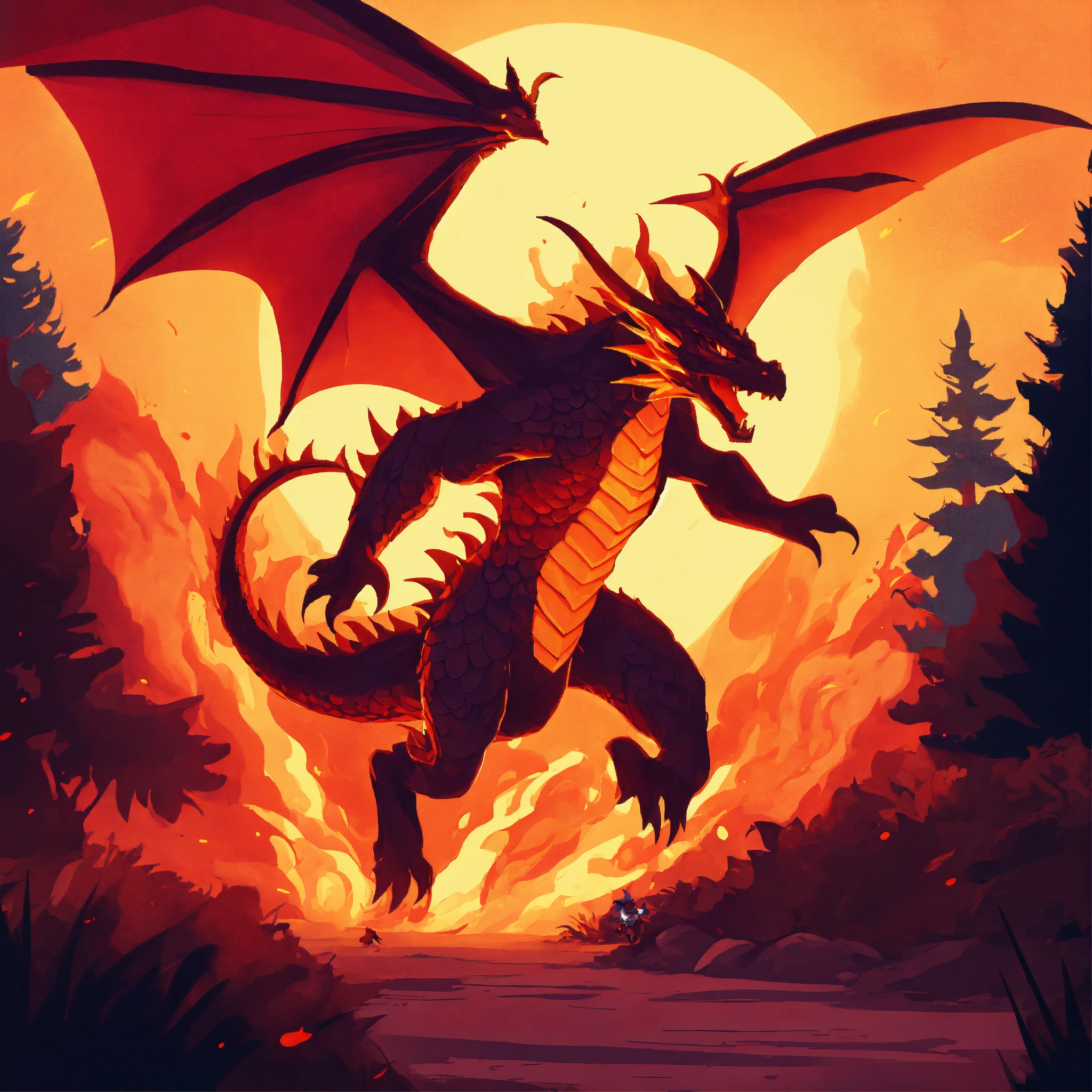 Lexica - Running away from a fiery dragon, game icon, stylized, simple ...