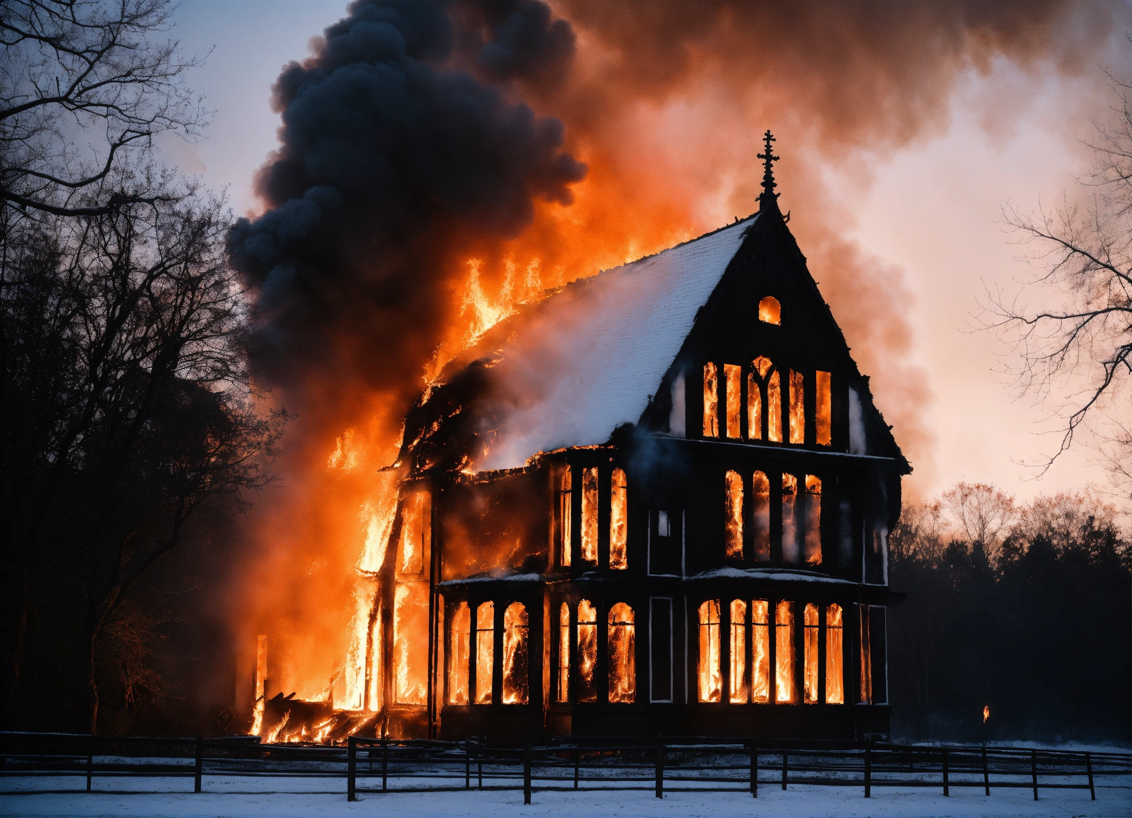Lexica - Gothic style rectory on fire