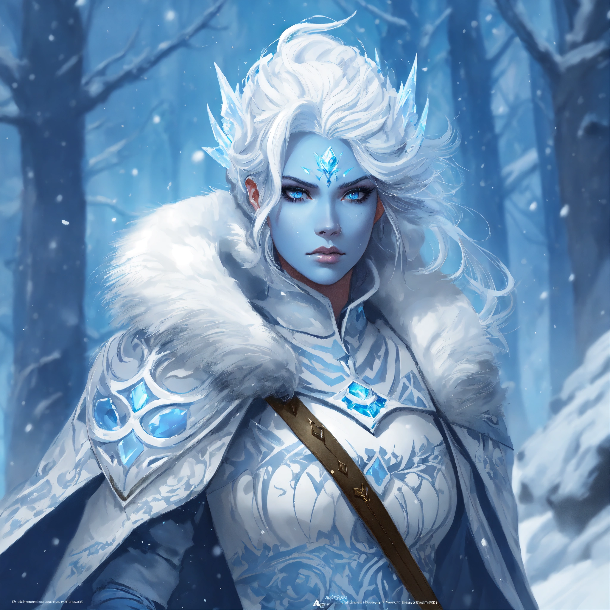 Lexica - Ultra realistic illustration fantasy, ice genasi, young woman ...