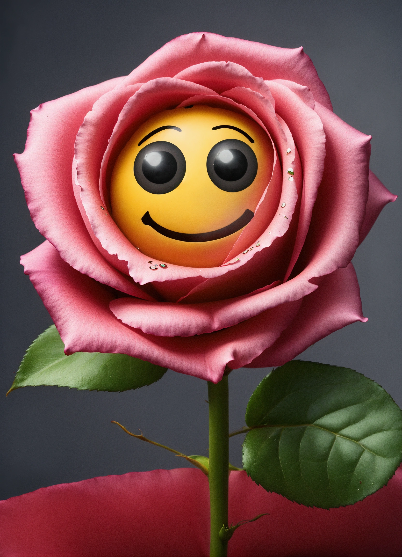 Lexica - A single anthropomorphic rose with a smiley face, two x for ...