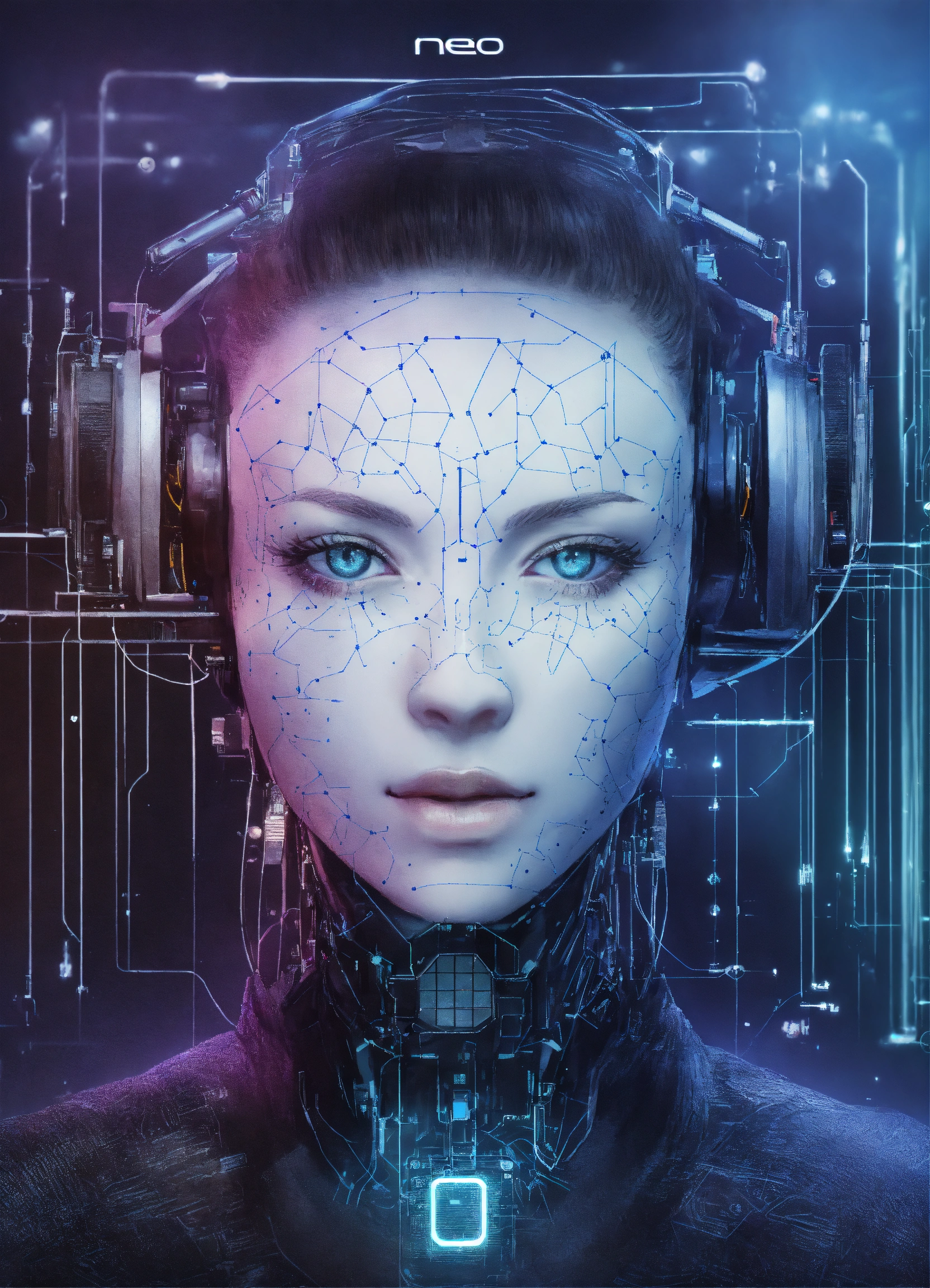 Lexica - Neo Sapien clothing line logo, Close up of an Android face ...