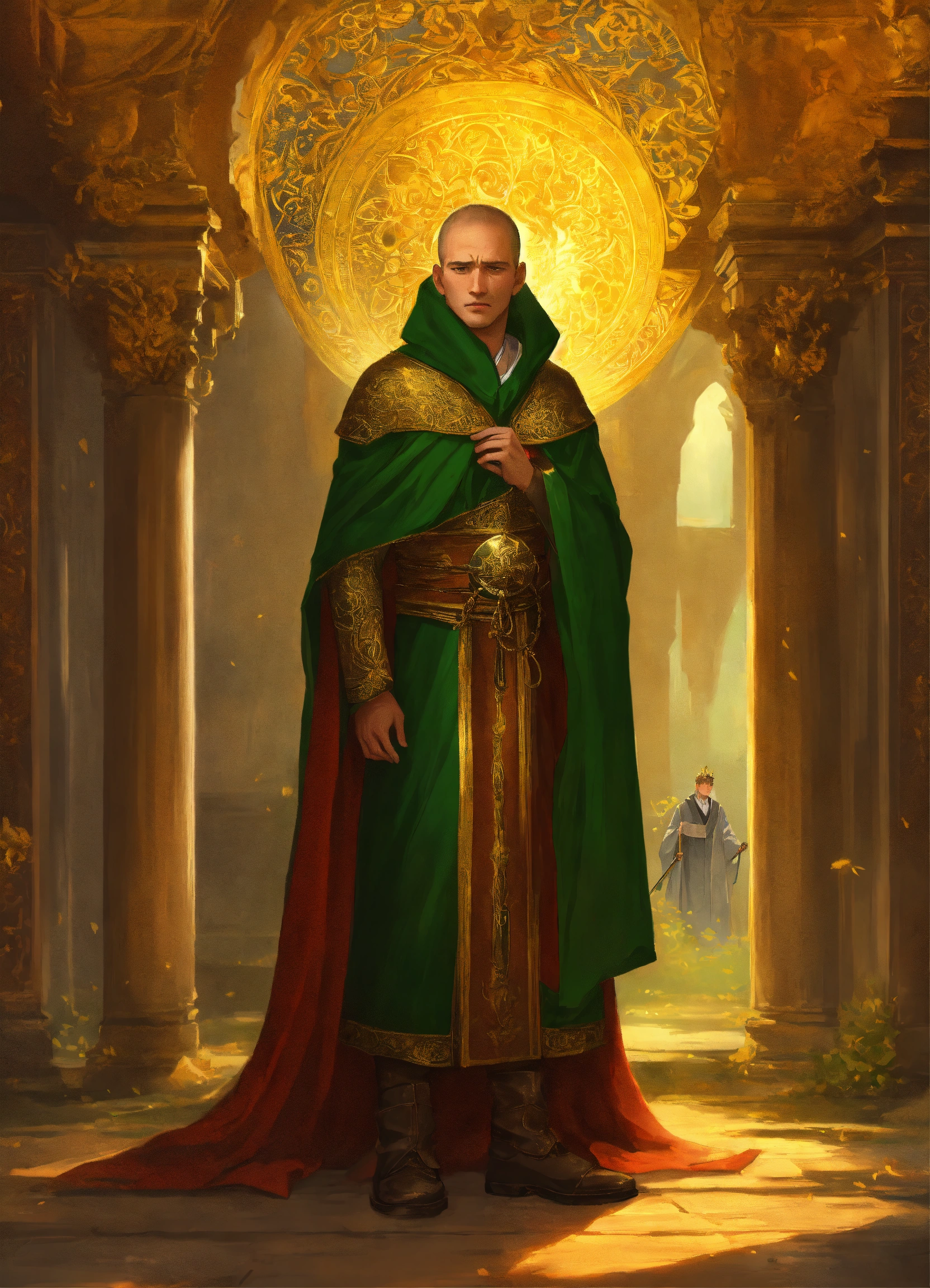 Lexica - Cover for the book in a fantasy style.. A man is tired, sick ...
