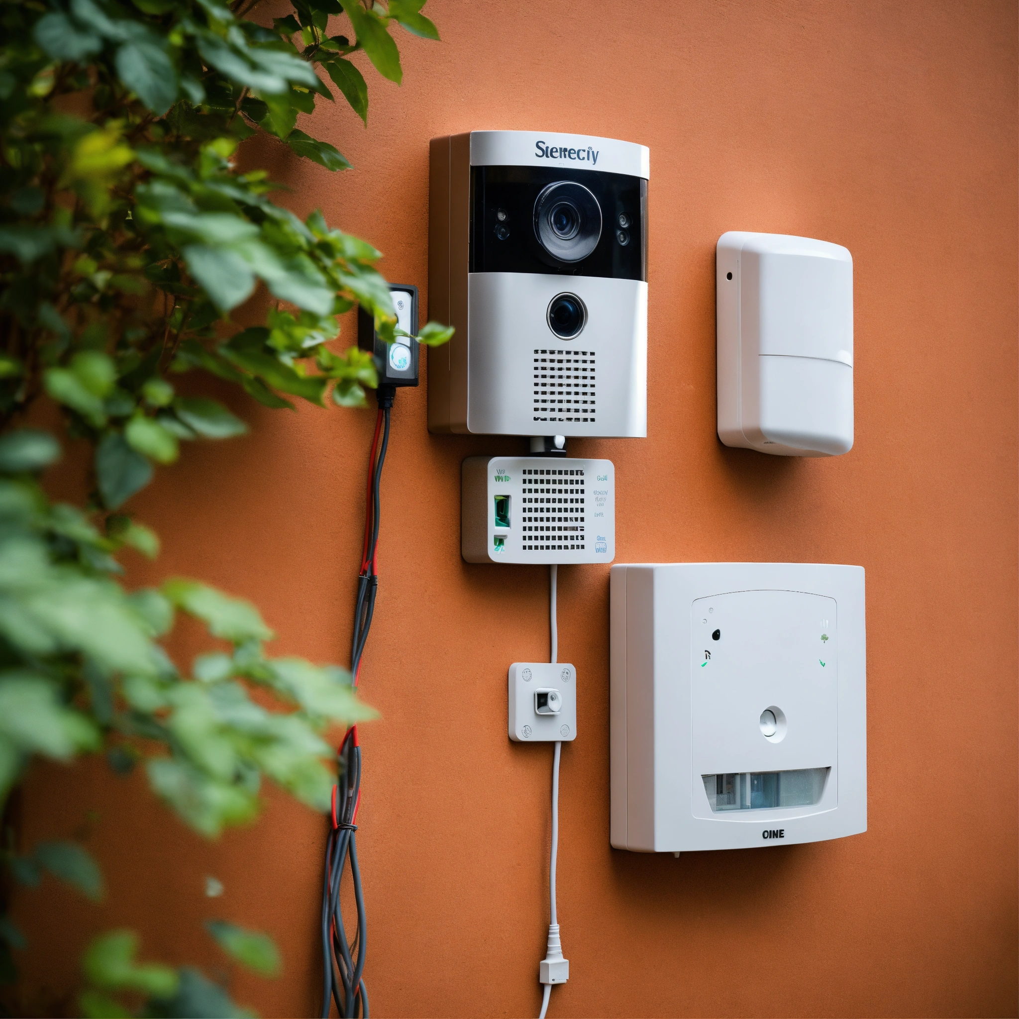 Lexica - A wide shot of a home security system. The system is mounted ...