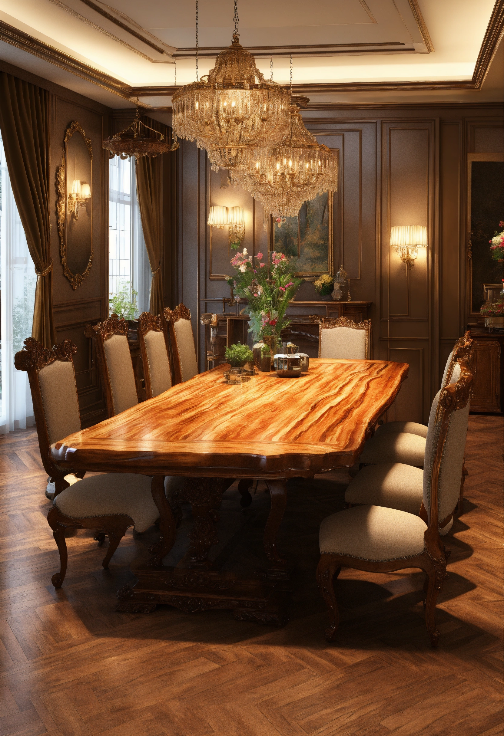 Lexica - Big Solid wood dining table 3D Art