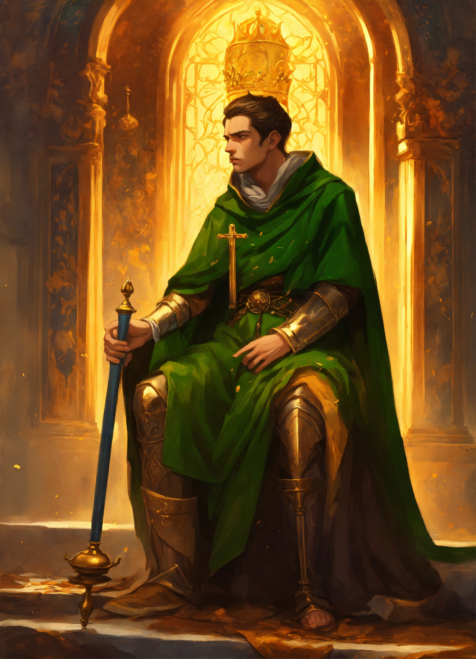 Lexica - Cover for the book in a fantasy style.. A man is tired, sick ...