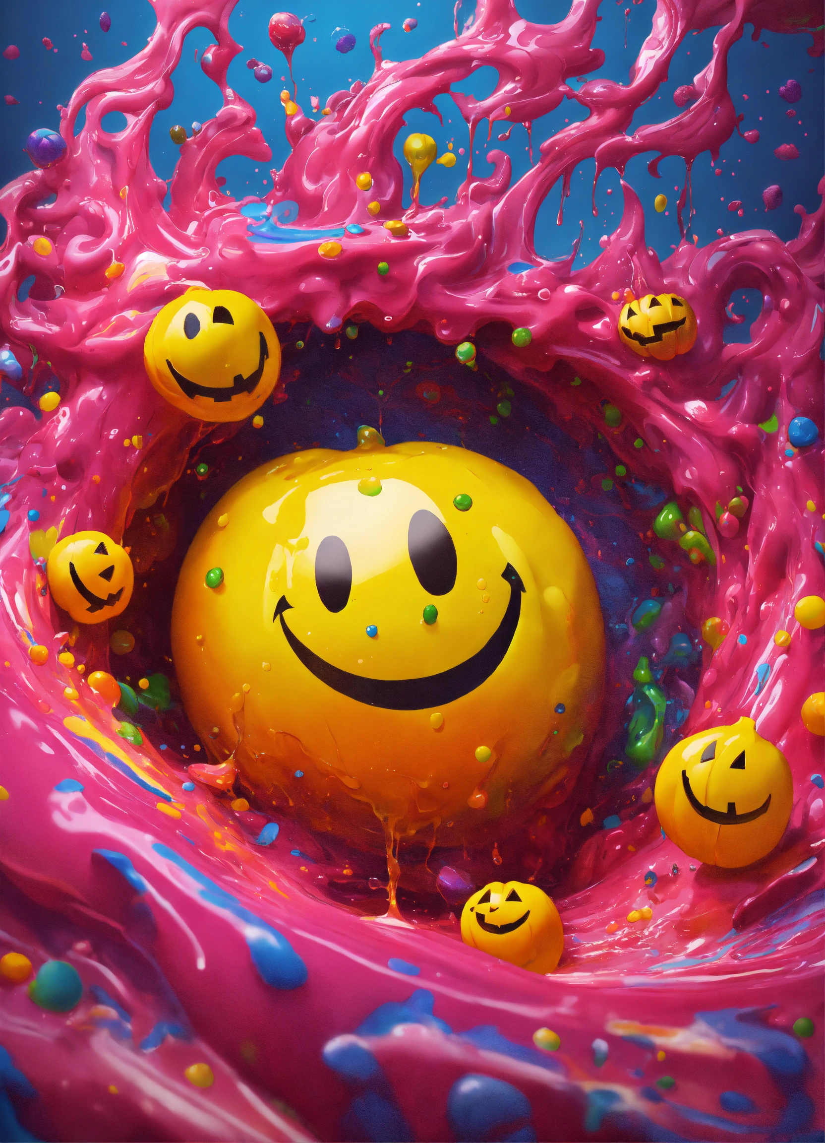 Lexica - Splash art, a quirky liquid portrait of a smiley, splash style ...