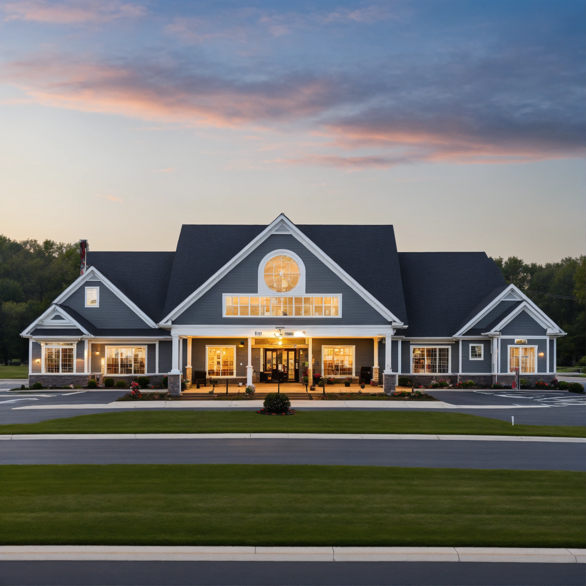 Lexica - A photo of a funeral home. The home is a large building with a ...