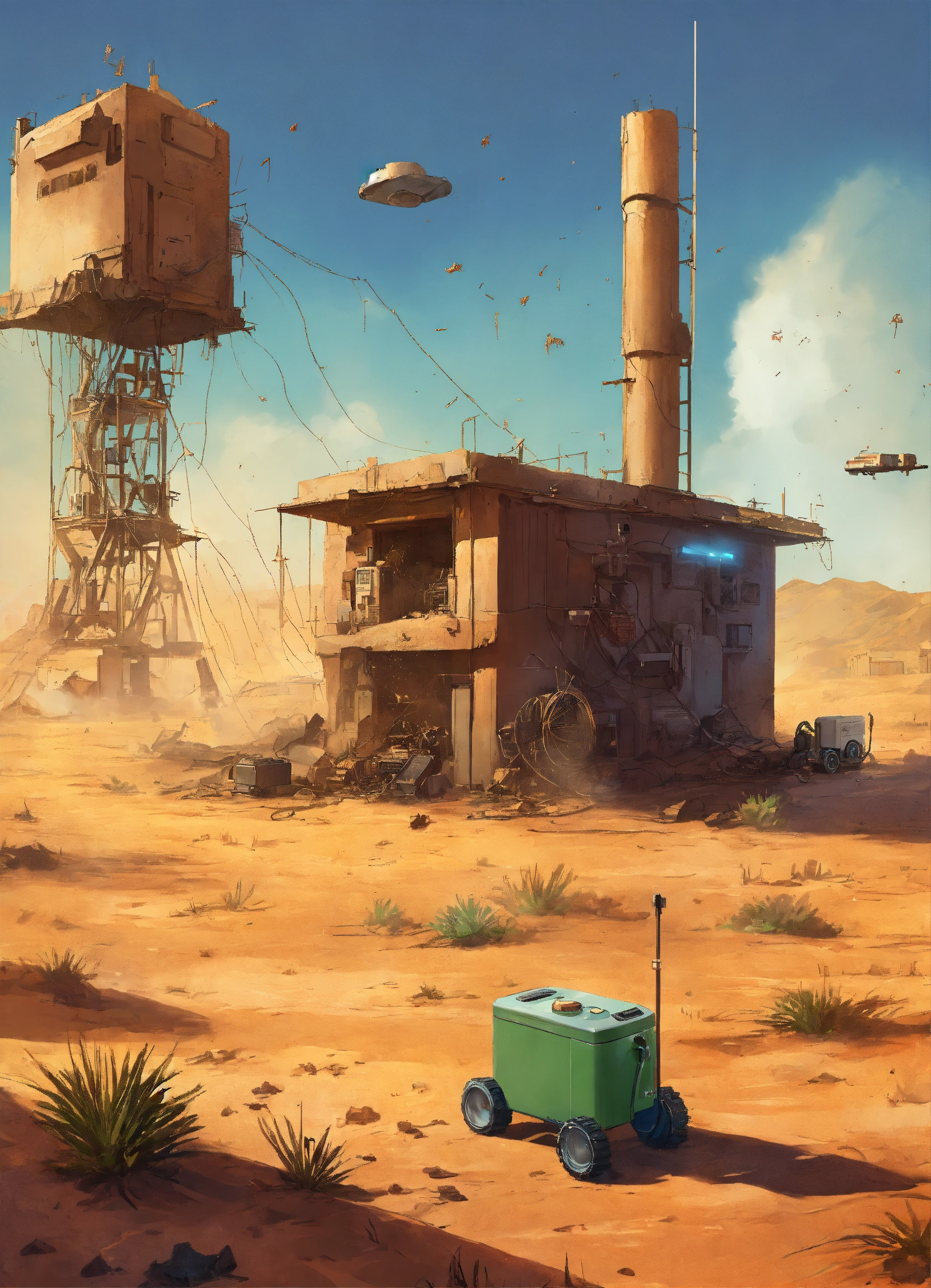 Lexica - Splash screen of a desert with a fortified building facility ...