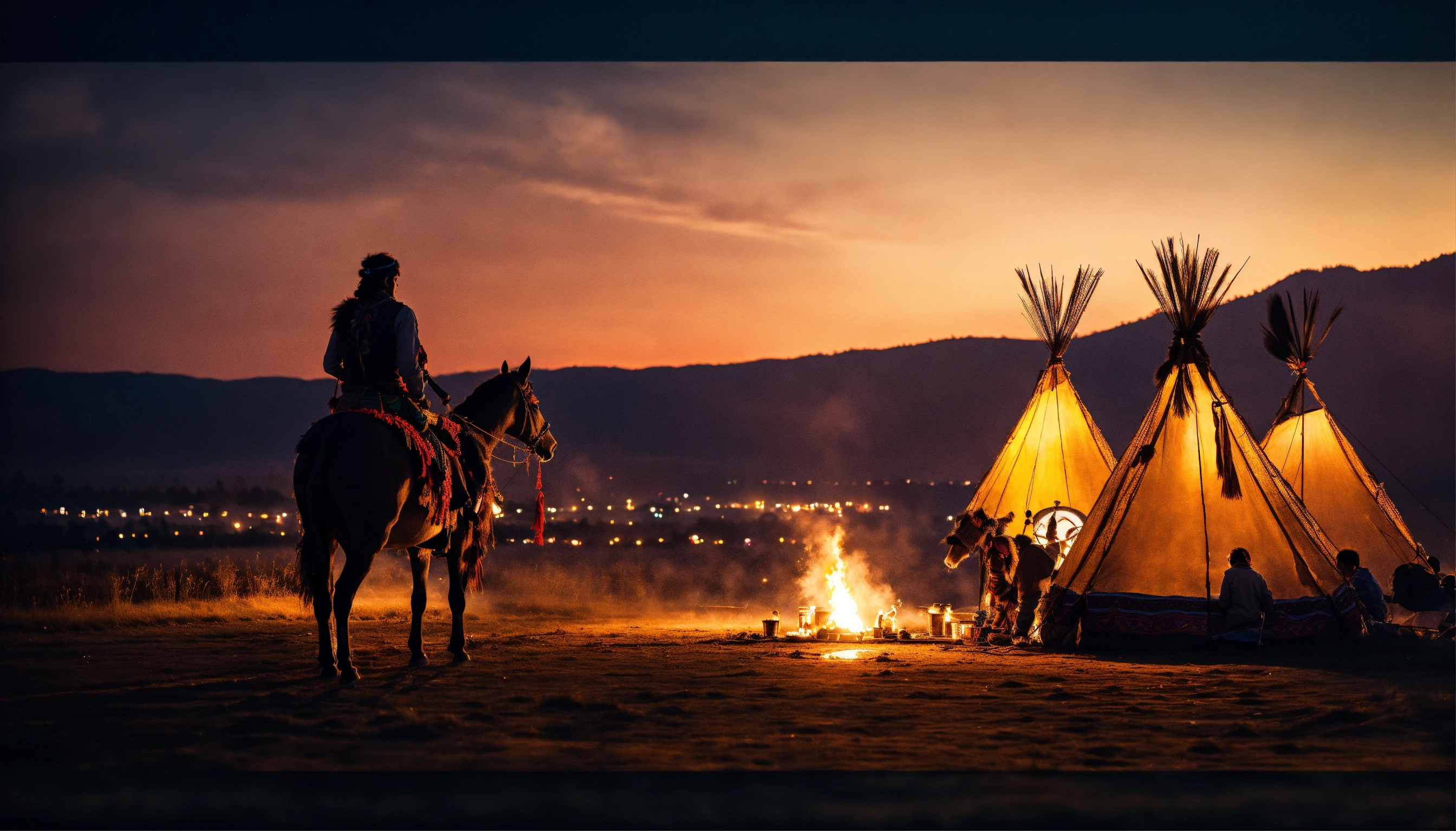 Lexica - Indian tribes night. cinematic. real picture.