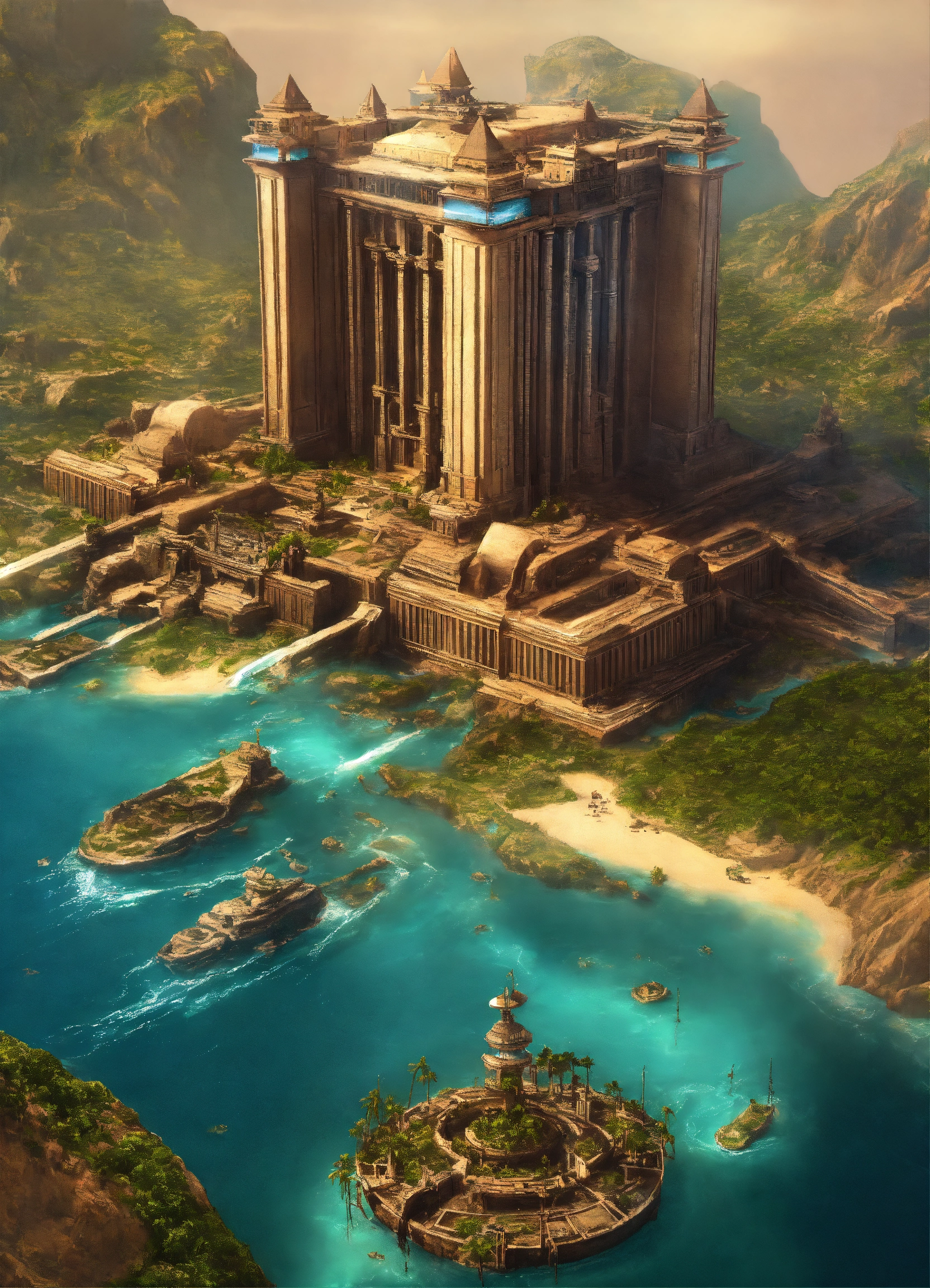 Lexica - Atlantis filled with ancient black people. Round with 3 ...
