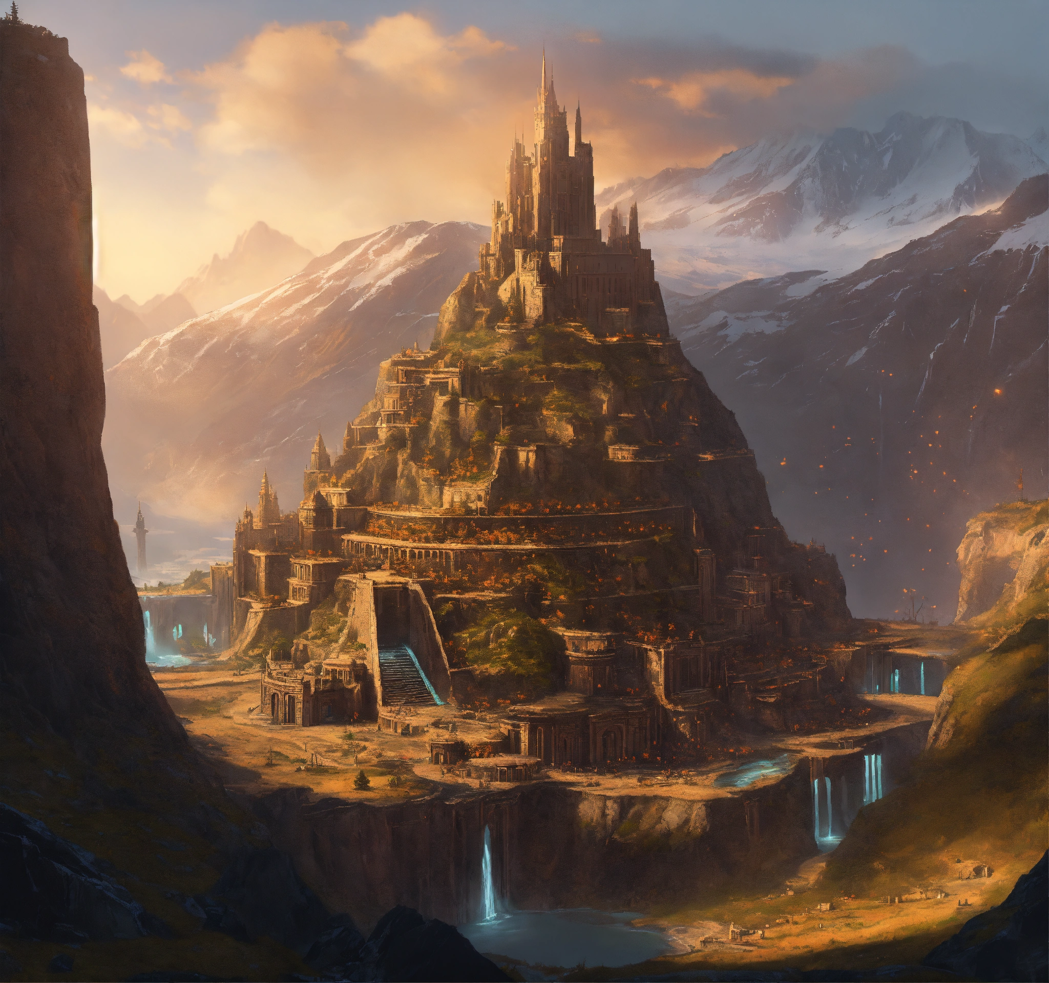 Lexica - A massive dwarven city at the base nestled within a large ...
