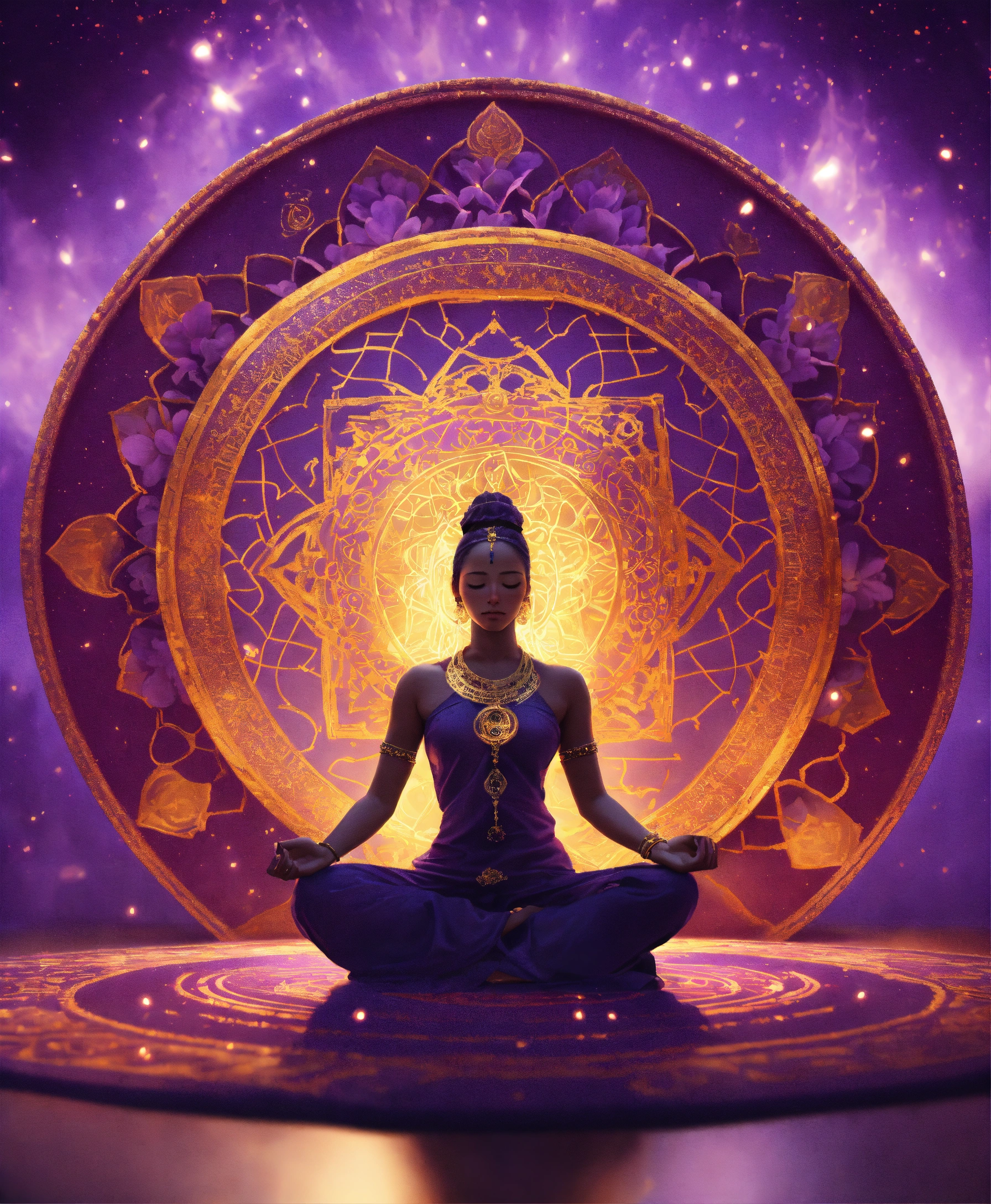 Lexica - Realistic art of sacred mérkabah. a floating female silhouette ...