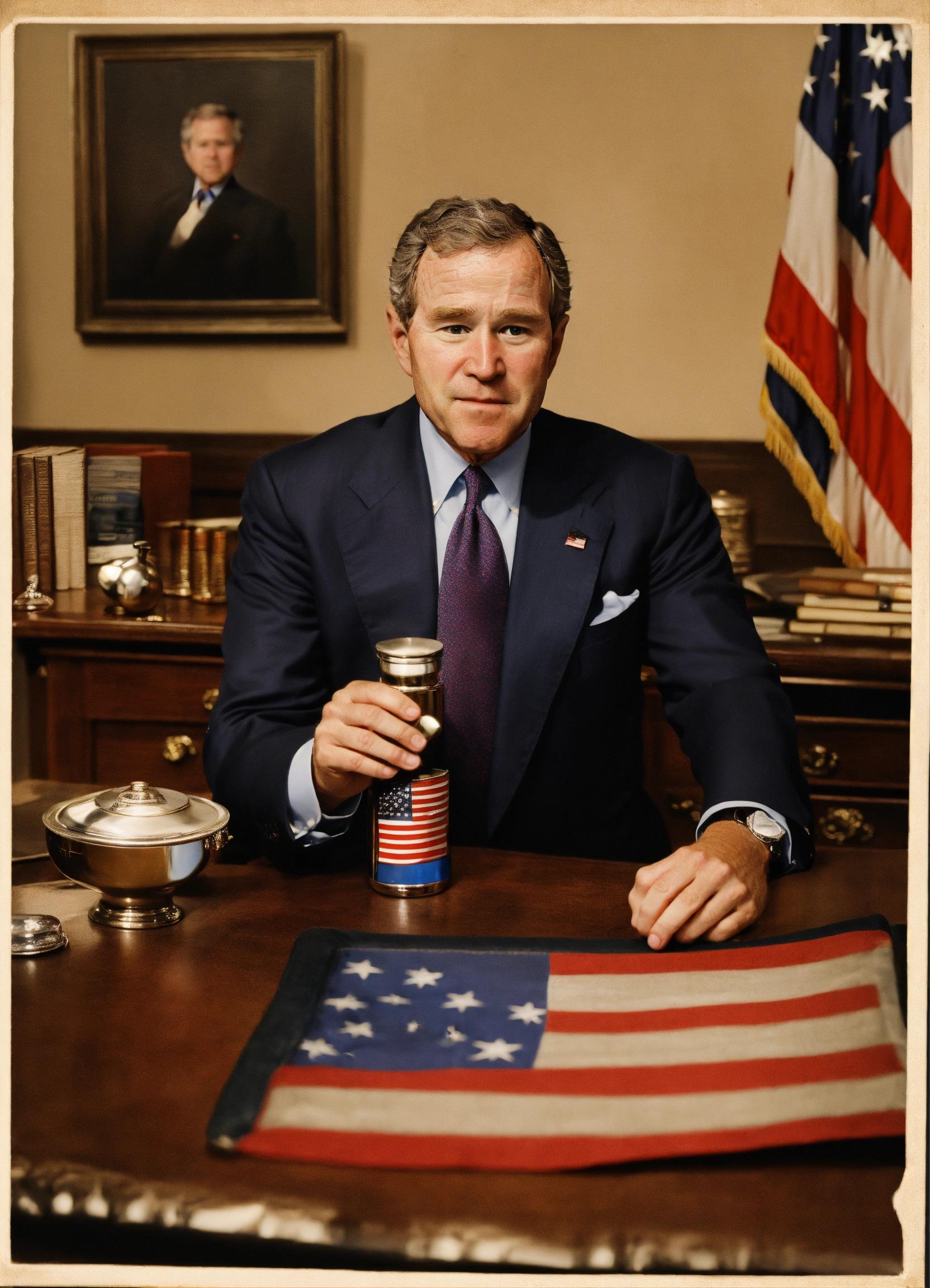 Lexica - Generate a picture of George Bush Junior showing a little ...