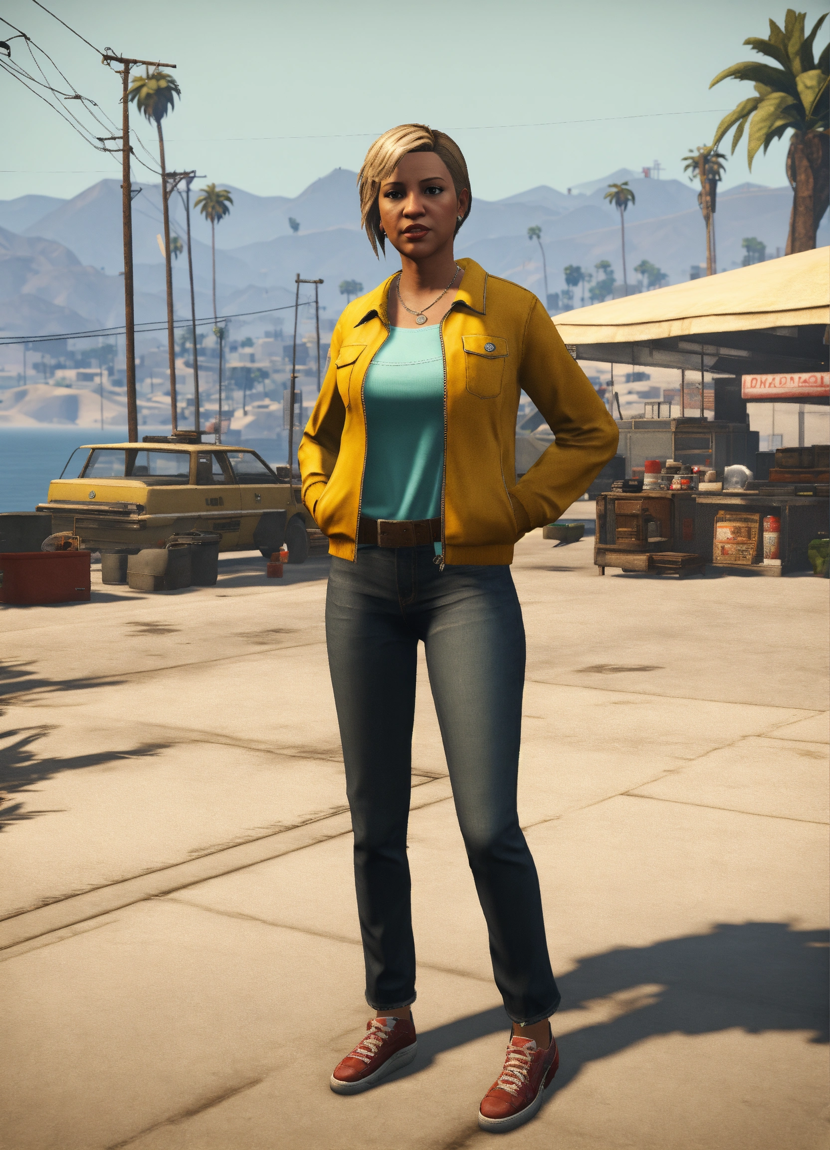 Lexica - Full body view of Denise Clinton from GTA 5
