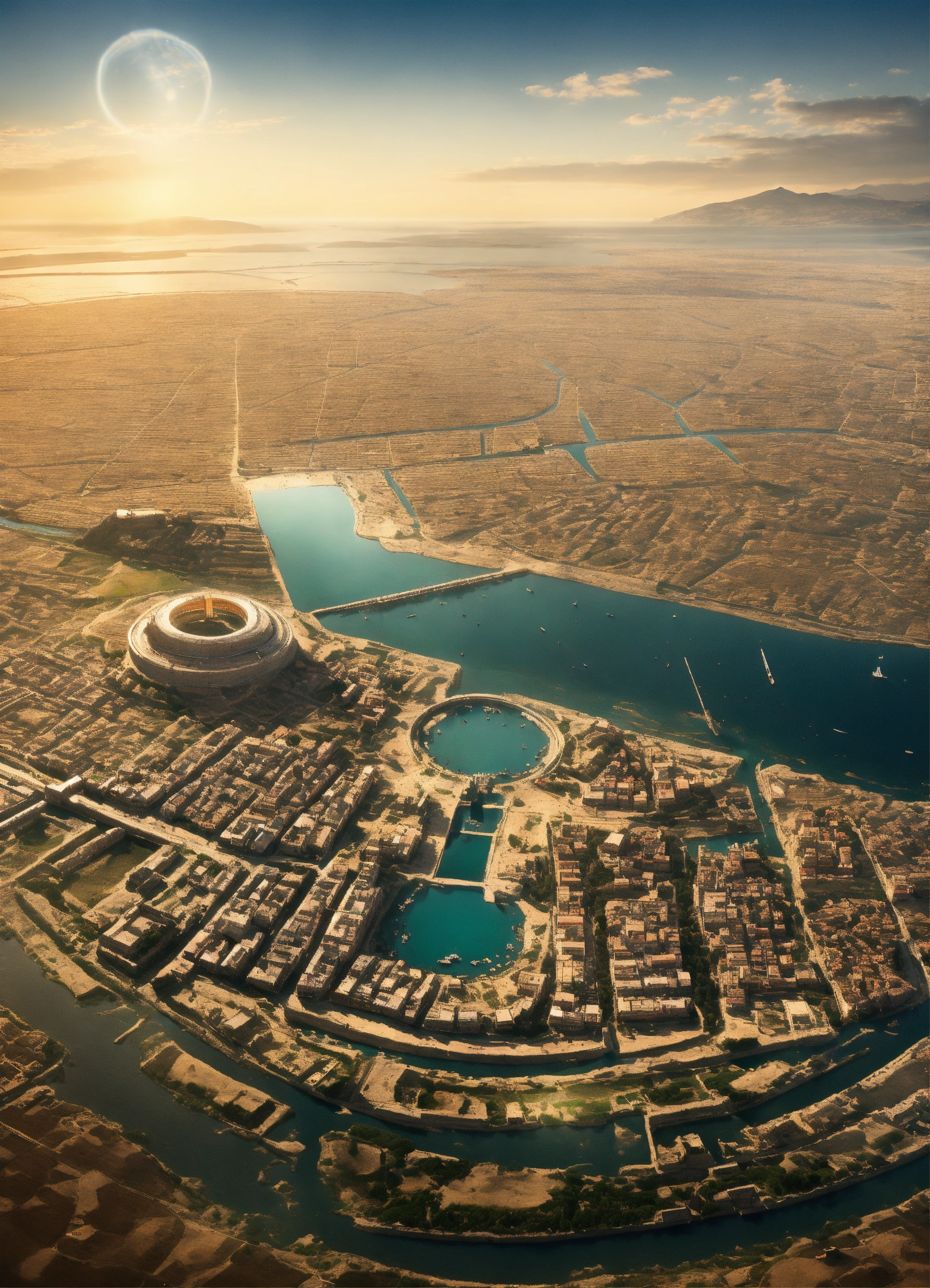 Lexica - Modern greek city surrounded by a large ring of water. . the ...