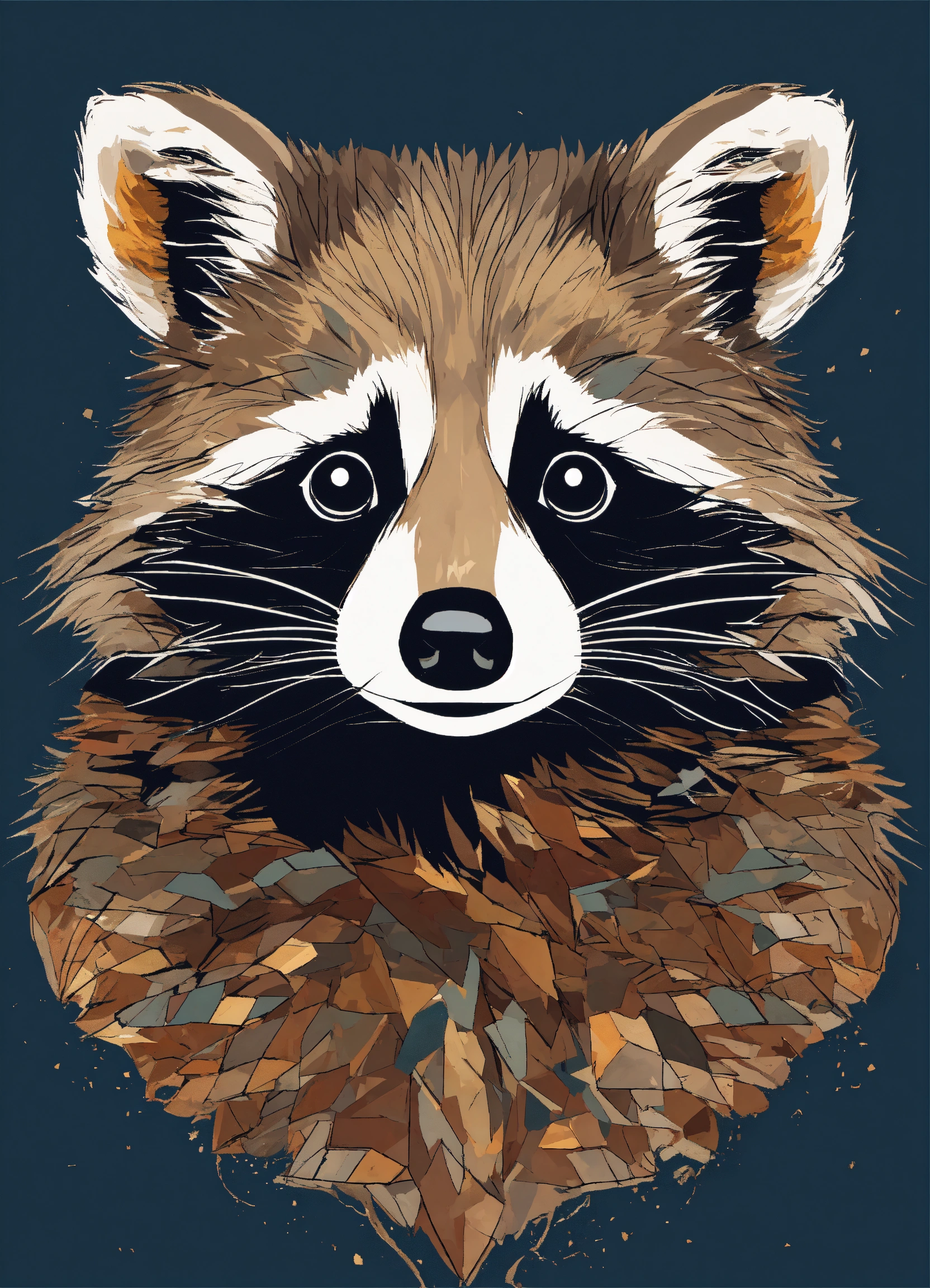 Lexica - A simple abstract vector cute raccoon with a white background