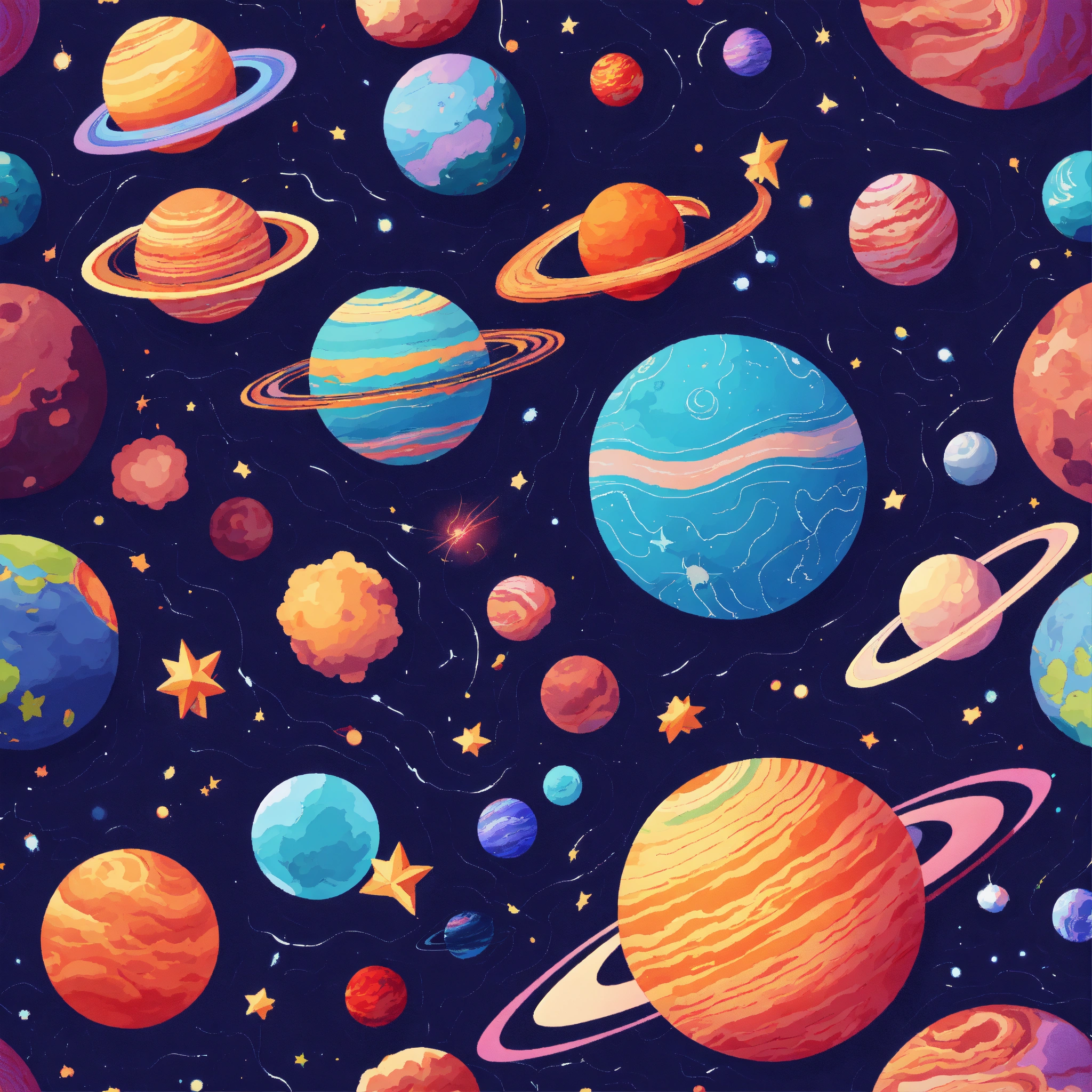 Lexica - Seamless patterns of planets and stars, cosmic design ...