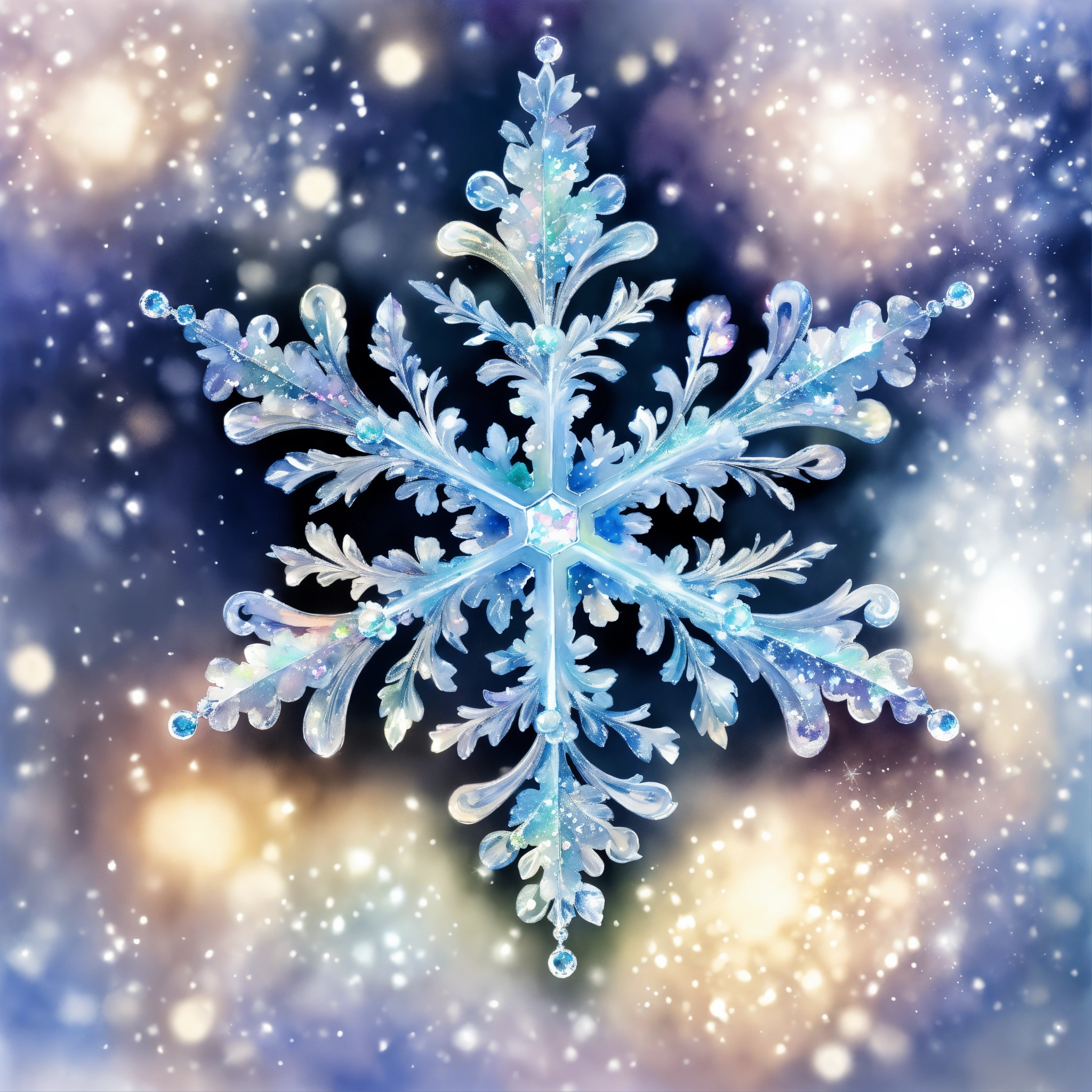 Lexica - Closeup of a sparkling snowflake, with lights and jewels and ...