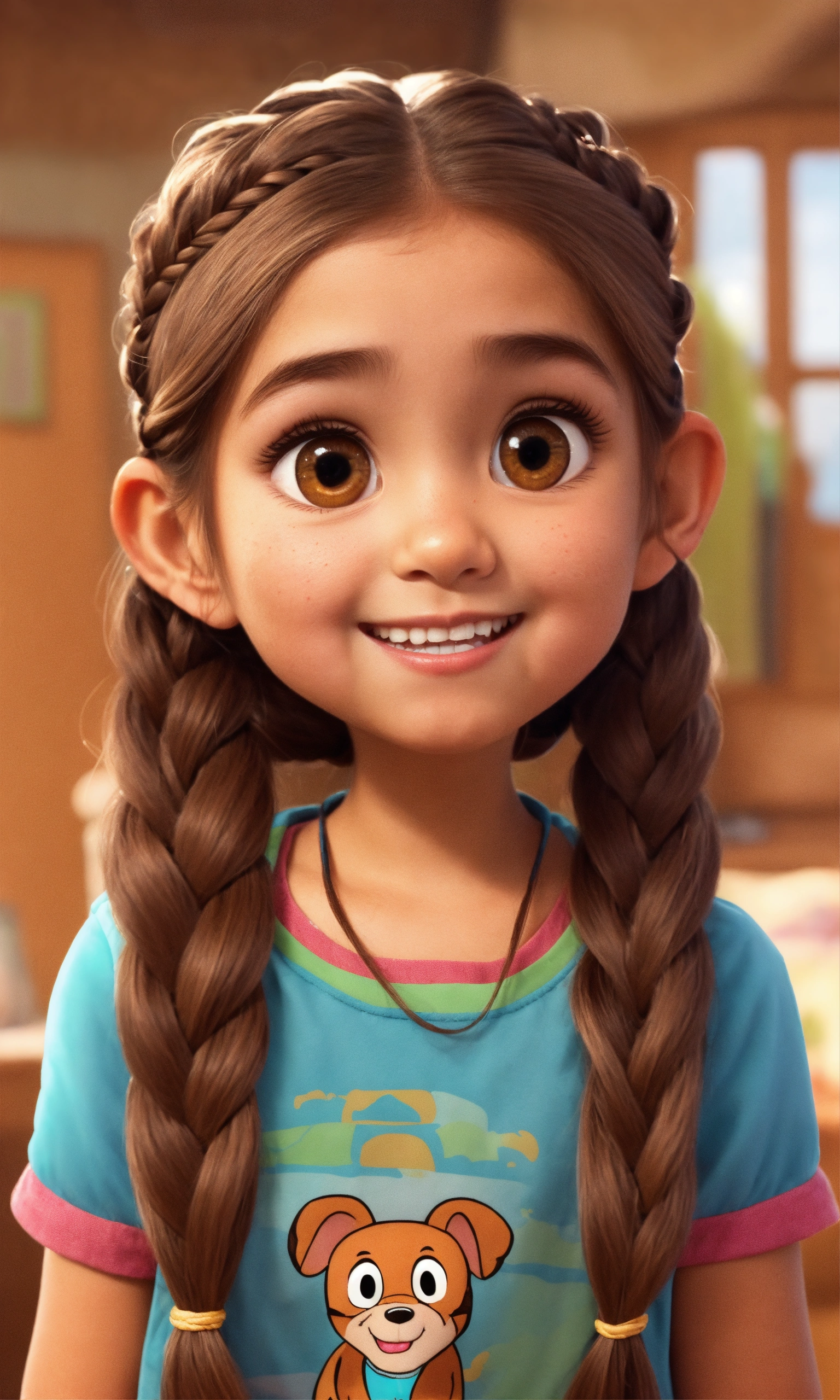 Lexica - One small braid but no straight hair with a braid, brown eyes ...