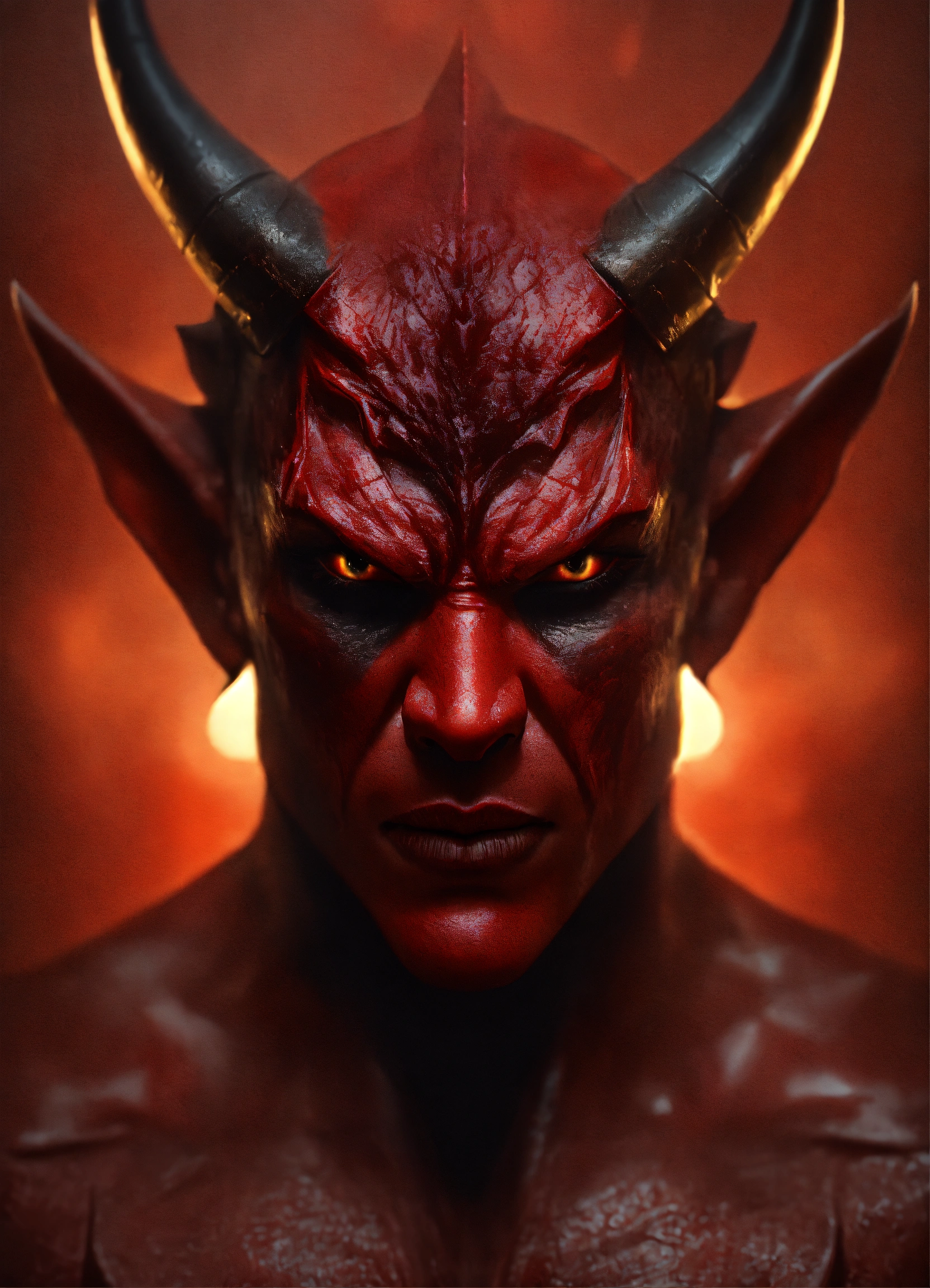 Lexica - Devilish face front on looking symmetrical photo realistic