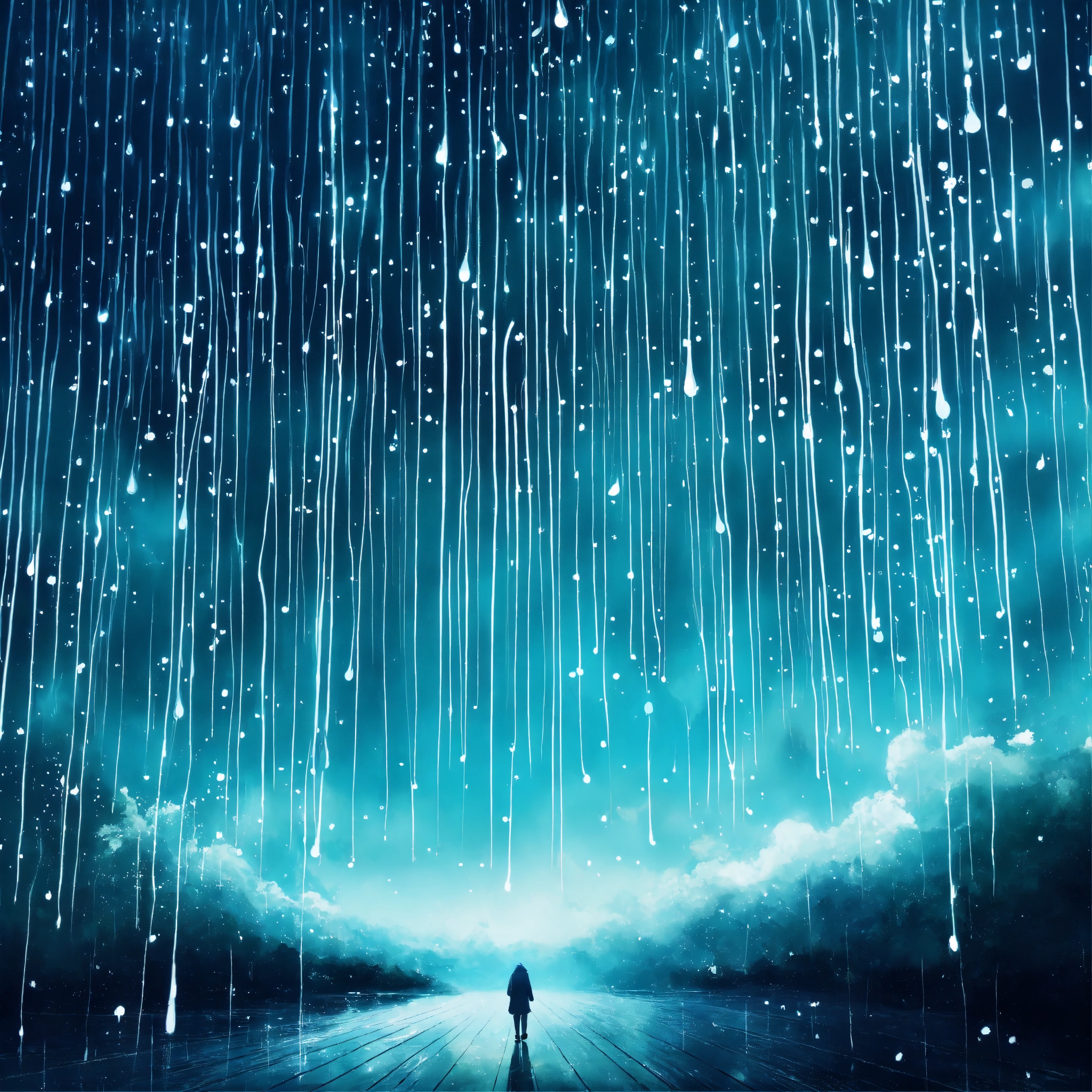 Lexica - Abstract rain starts universe tturquise blue white colour
