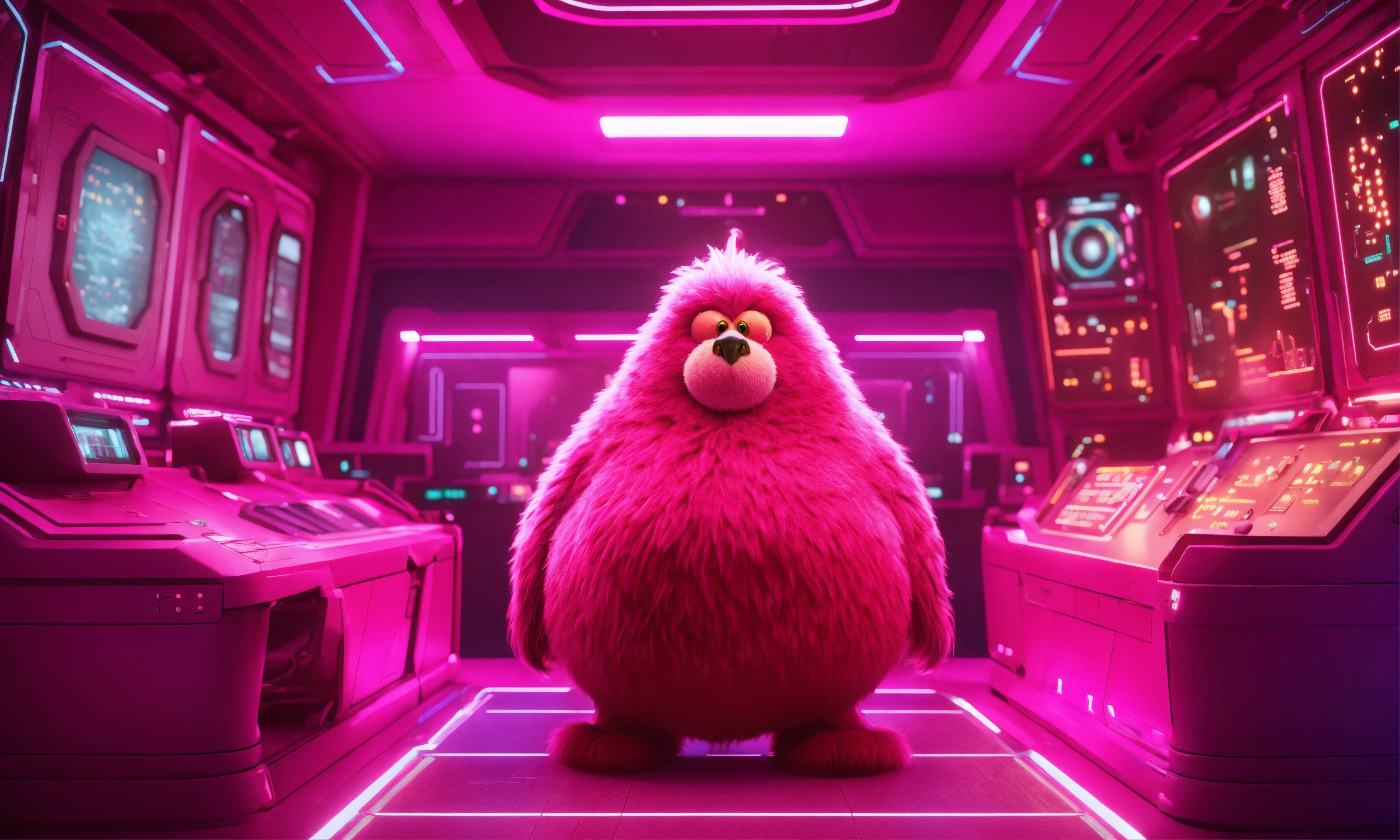 Lexica - Fun loving, hairy, pear shaped, pink, monster is standing with ...