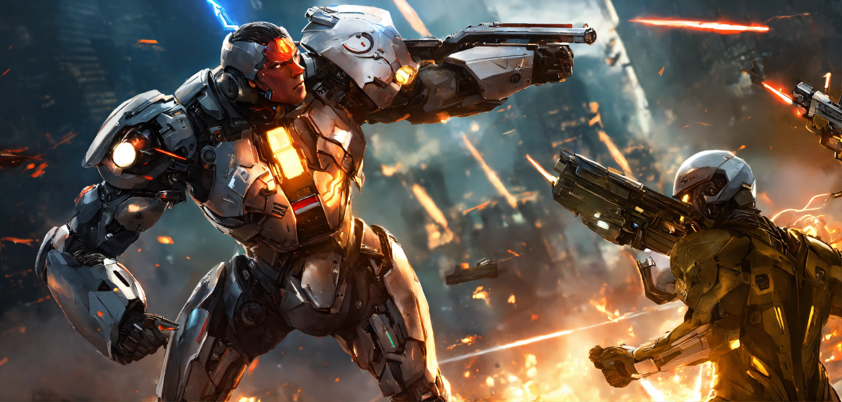 Lexica - Cyborg vs android, battle, war, intimidating