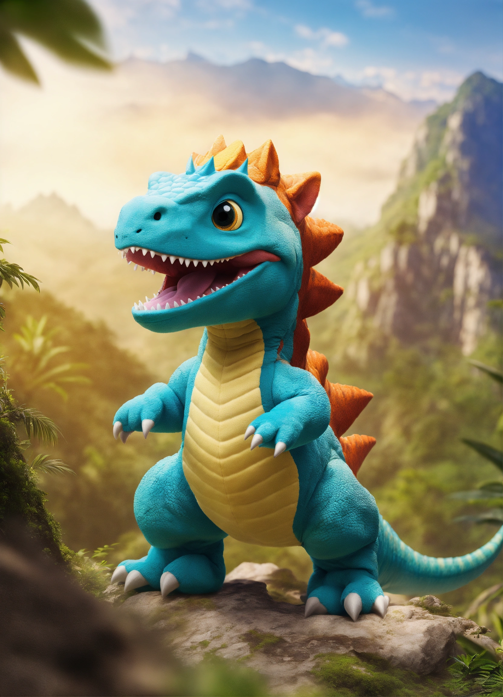 Lexica - An adorable and fluffy baby t-res dinosaur with big color eyes ...