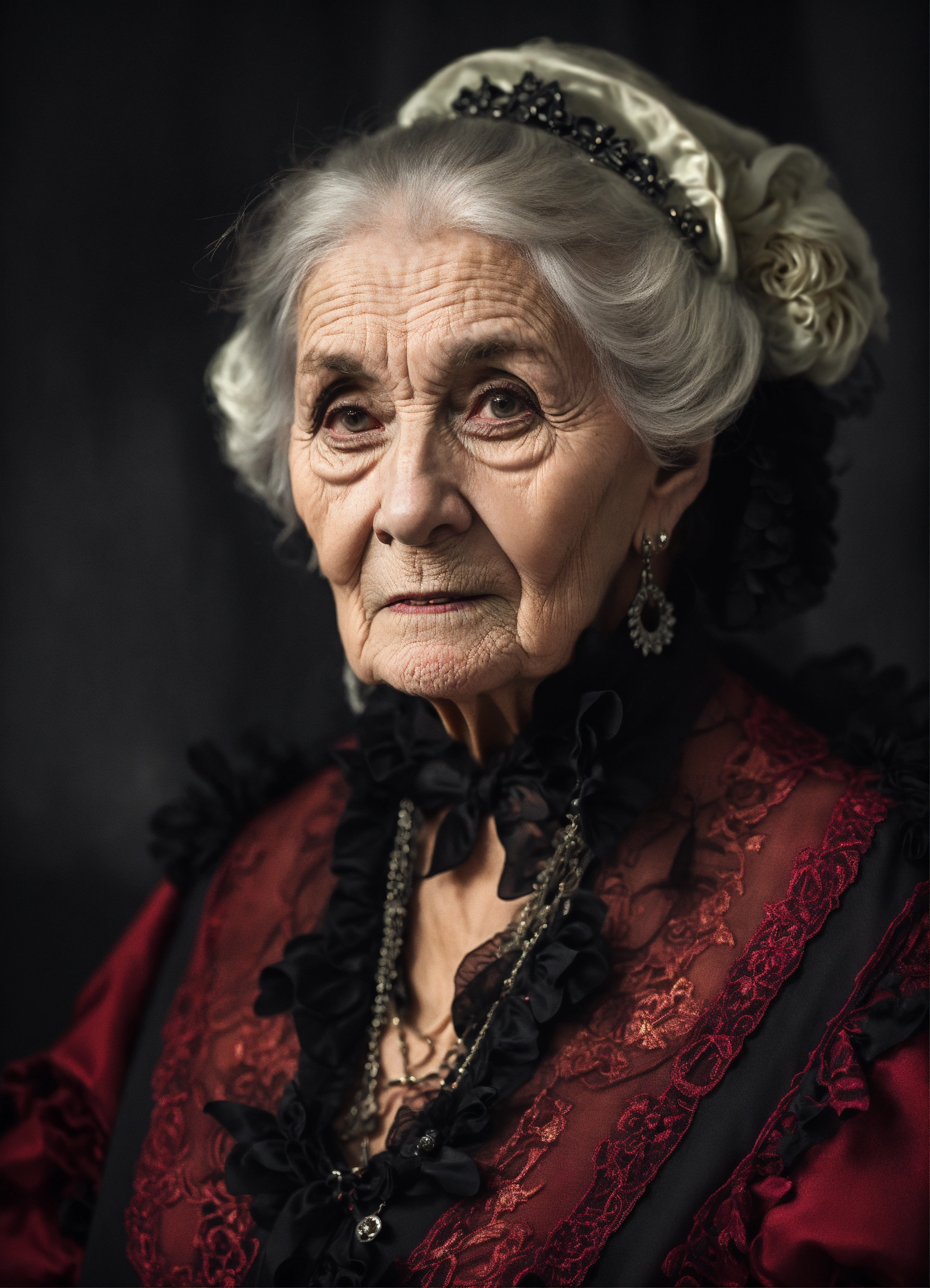 Lexica - A very old woman looks like a gothic countess in the 19th century