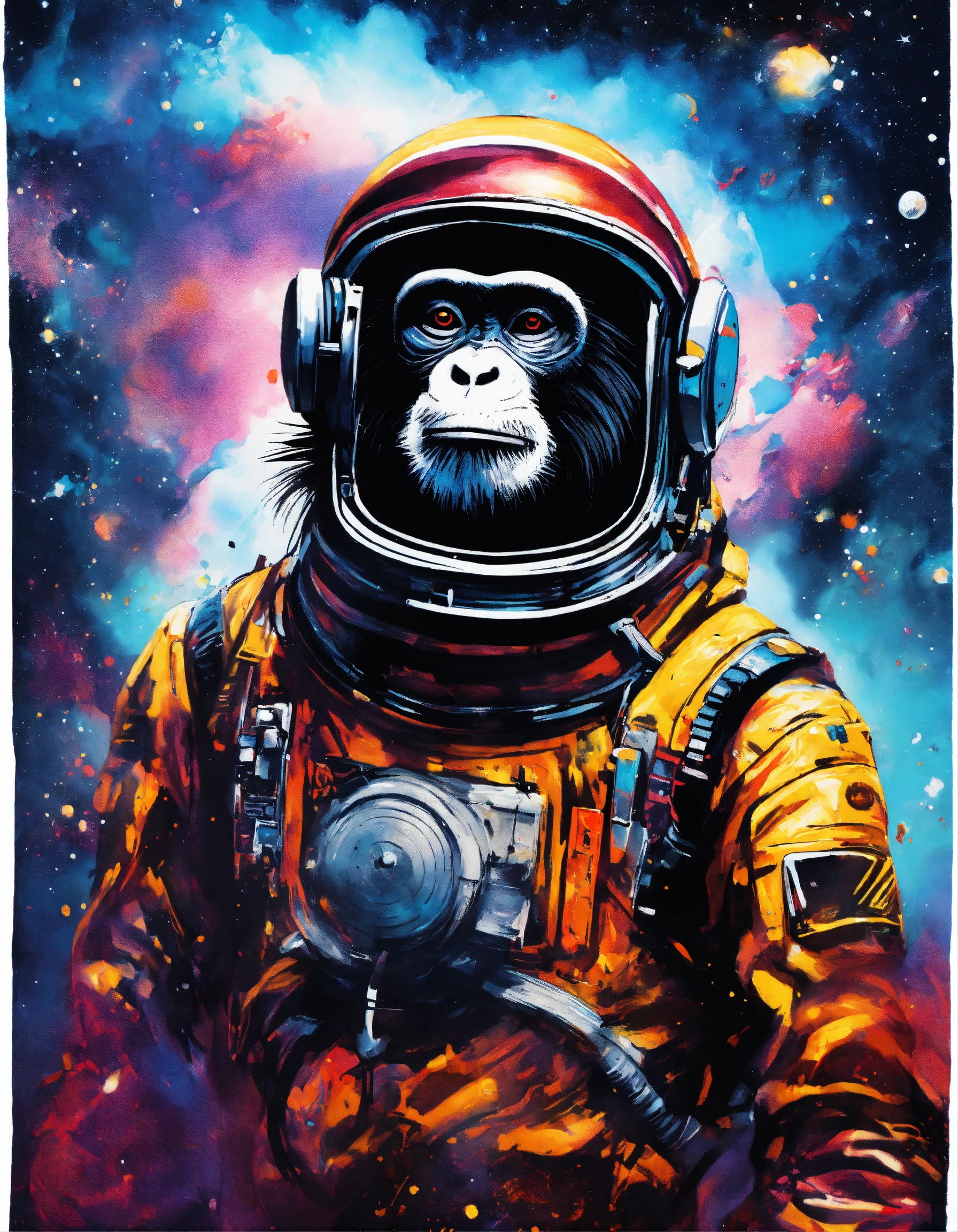 Lexica - Monkey in cosmic space abstract graffiti tag brush comic art ...