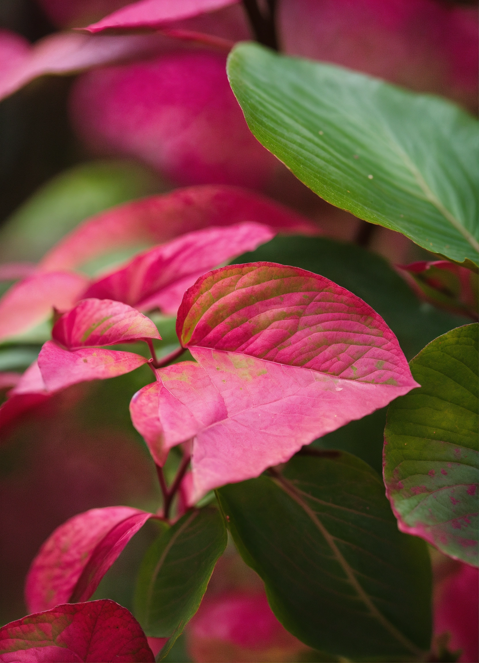 Lexica - Pink and Green Leaves in Close Up Photography