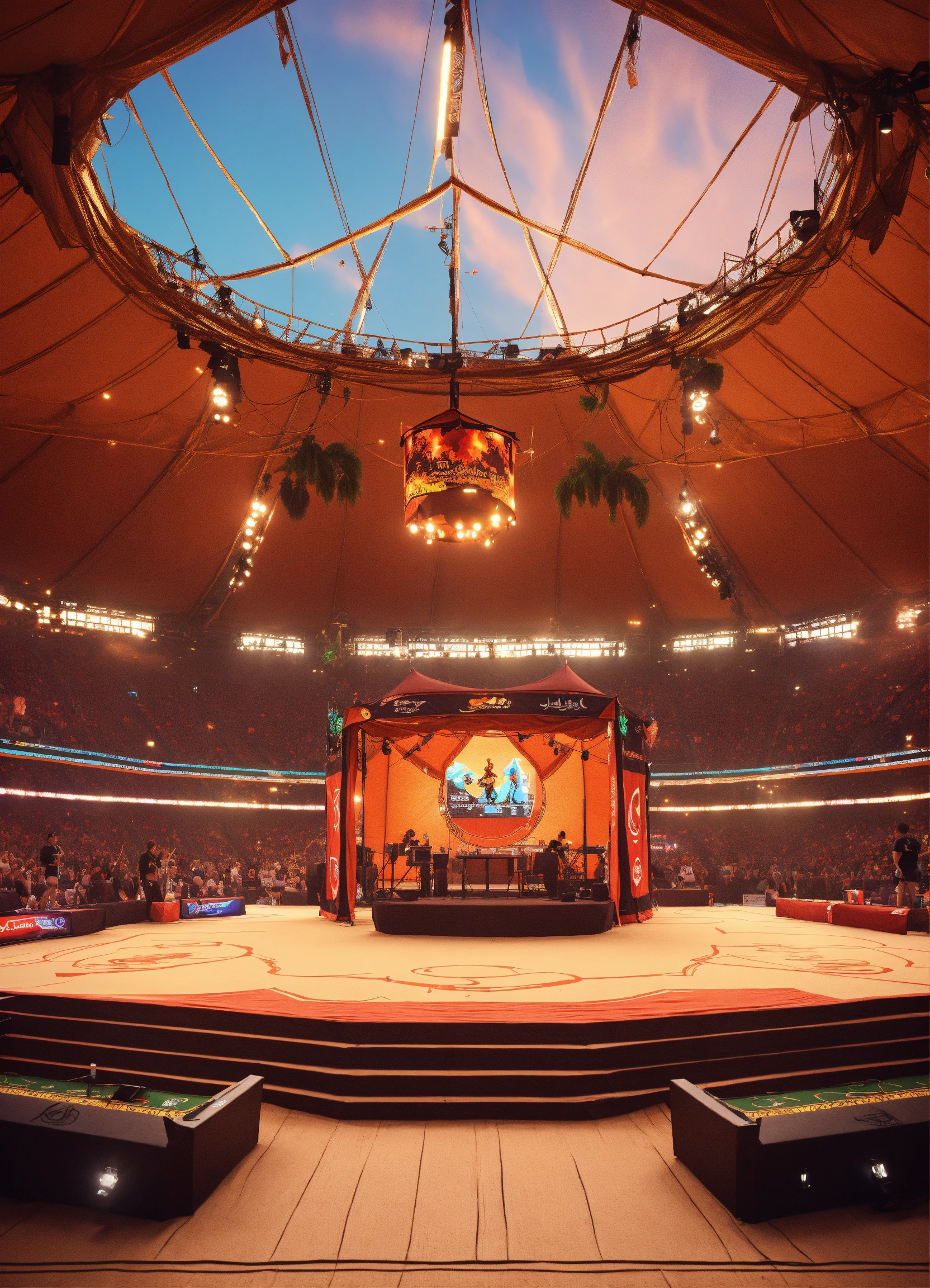 Lexica - Generate an image of a small esports venue's desert tent style ...
