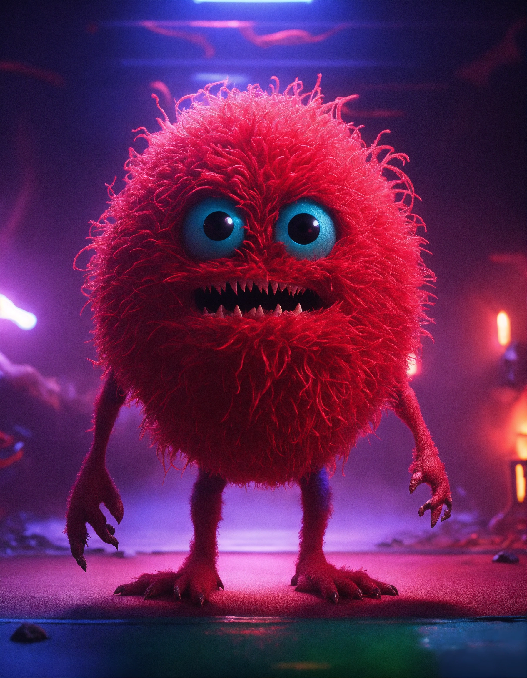 Lexica - CGI! scary looking red germ monster character. jock. Highly ...