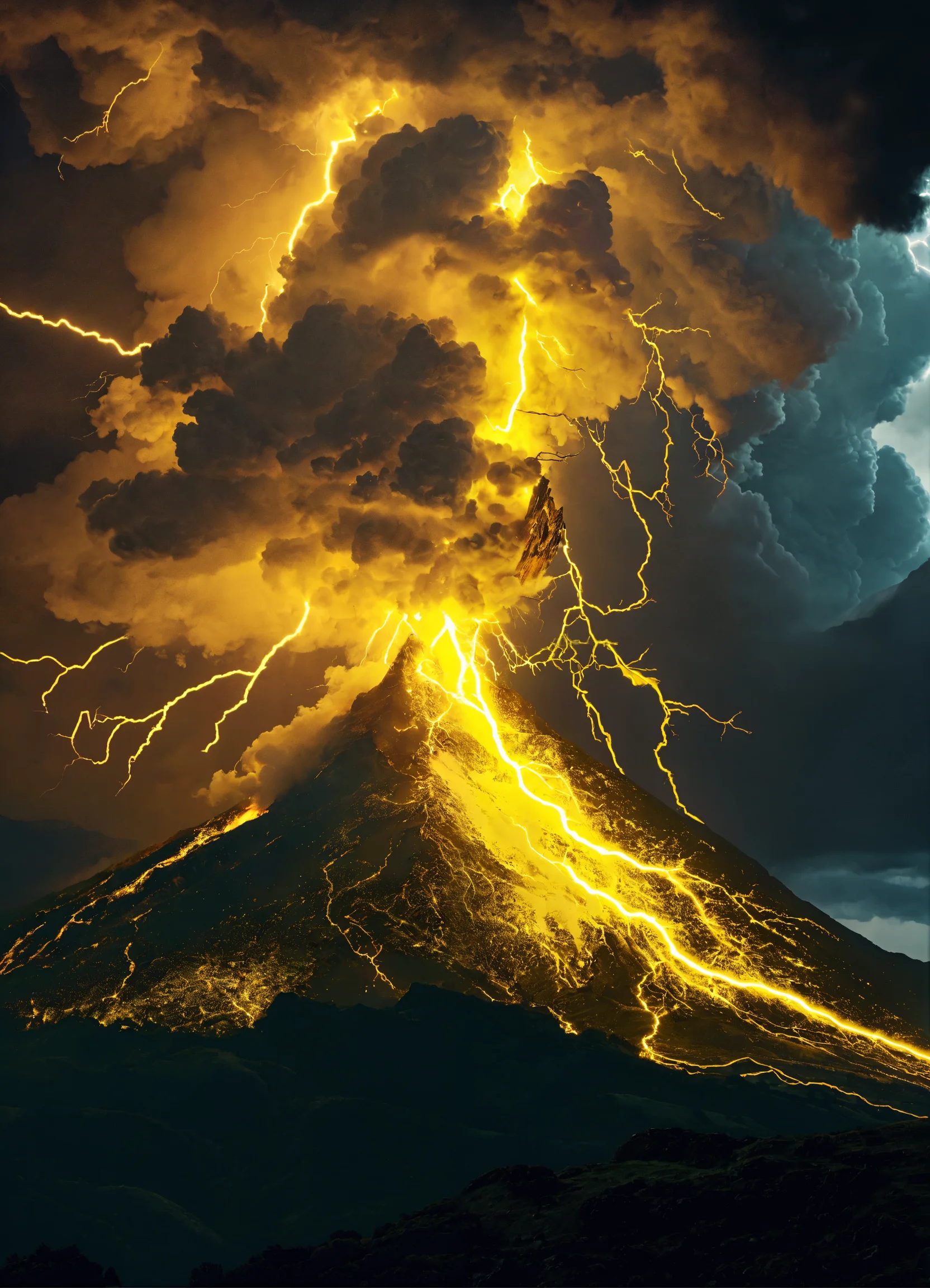 Lexica - A french cantal volcano exploding with Beautiful lighning ...
