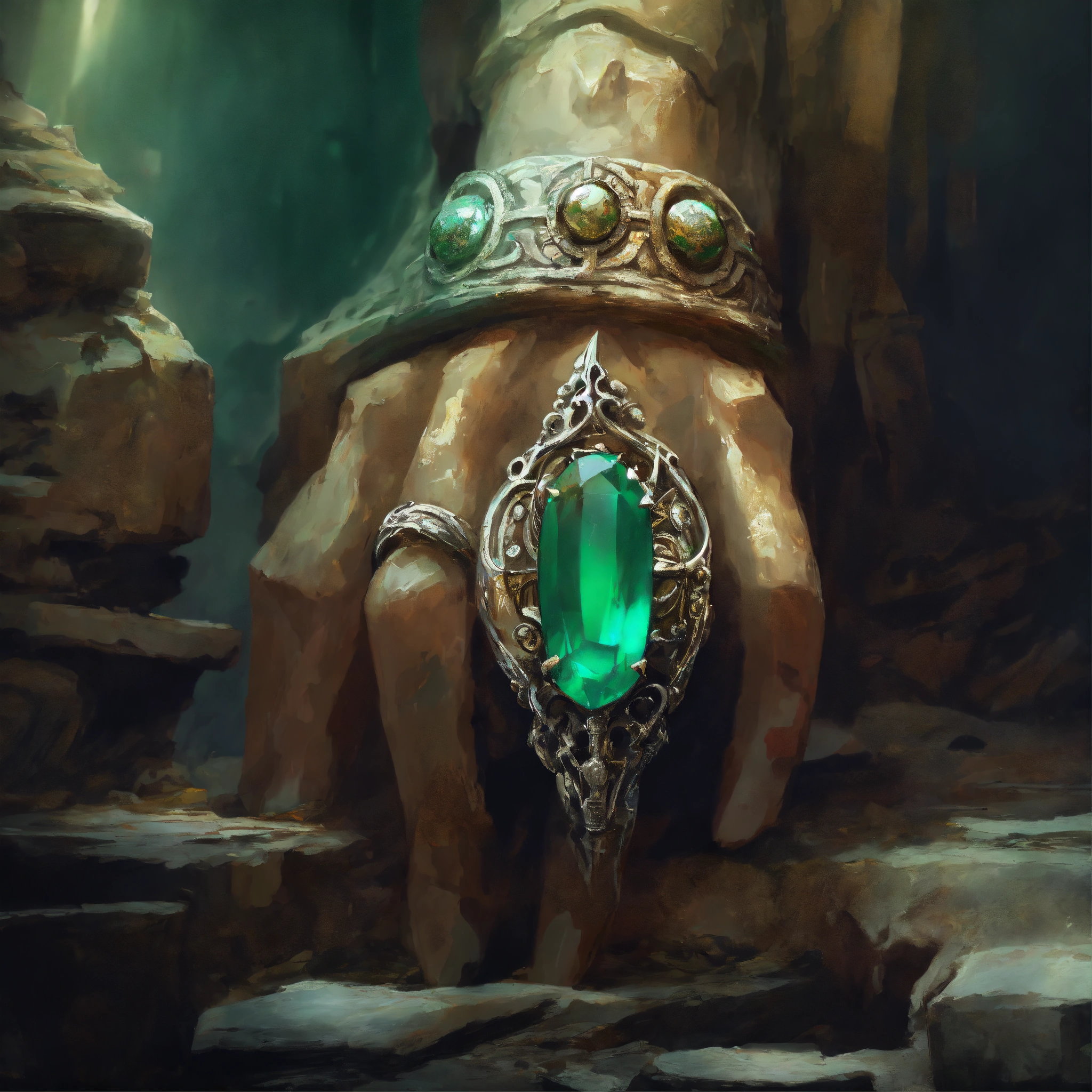 Lexica - Concept art of the closeup of a old bone hand wearing a creepy ...
