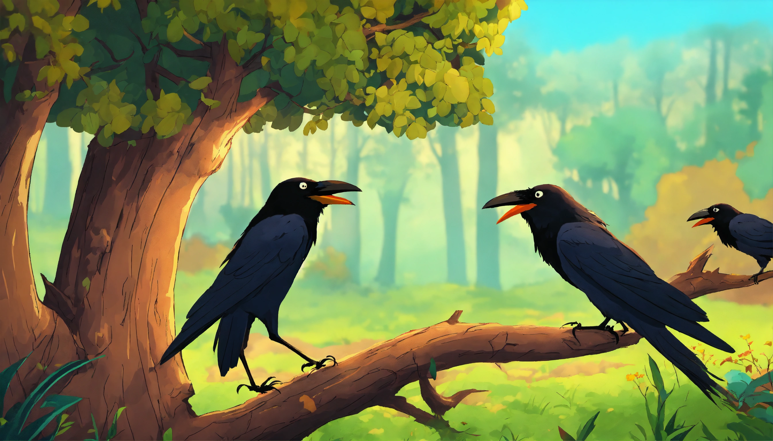 premium-ai-image-a-painting-of-a-bunch-of-crows-with-the-words-crow