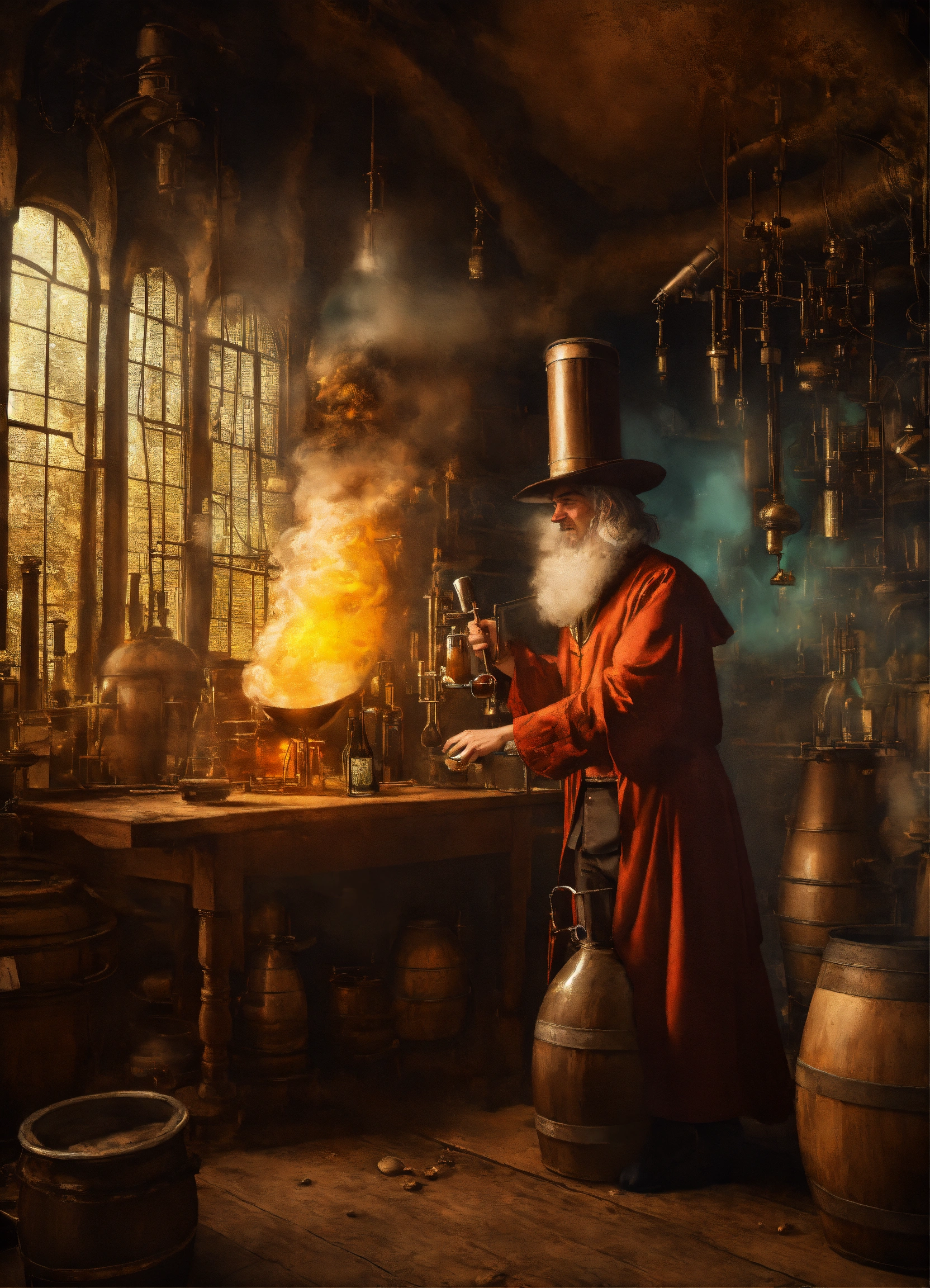Lexica - A crazy sorcerer brewing beer in a surreal laboratory from the ...