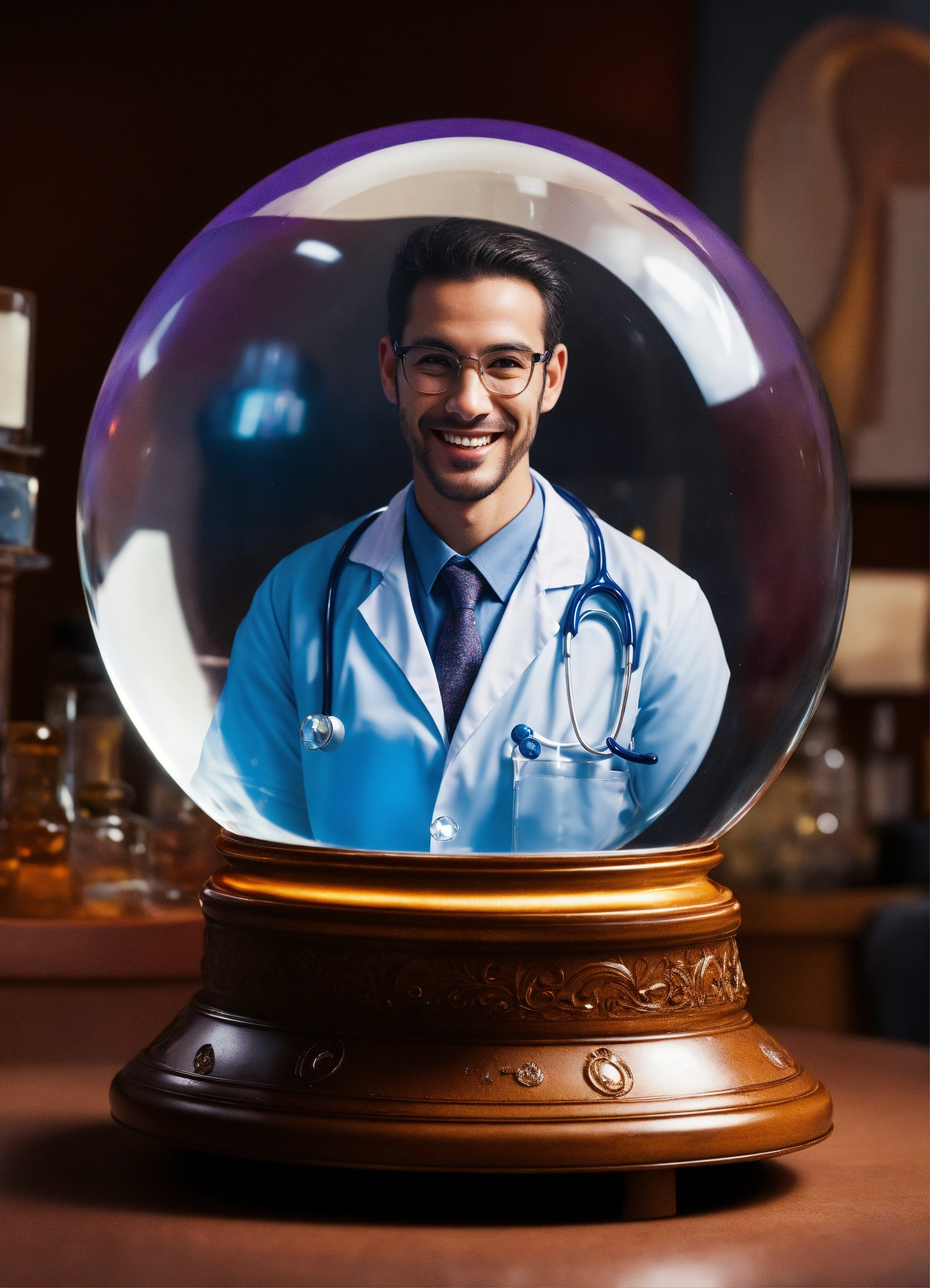 Lexica - A hyper-realistic photograph of a smiling doctor look's into a ...