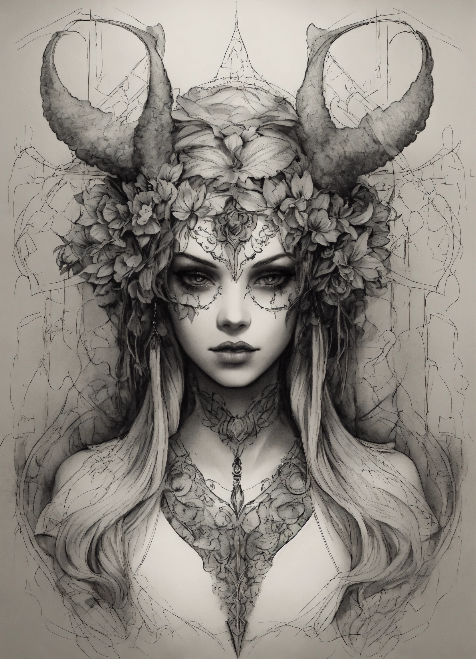 Lexica - Sketch a realistic black and white linework for a tattoo of ...