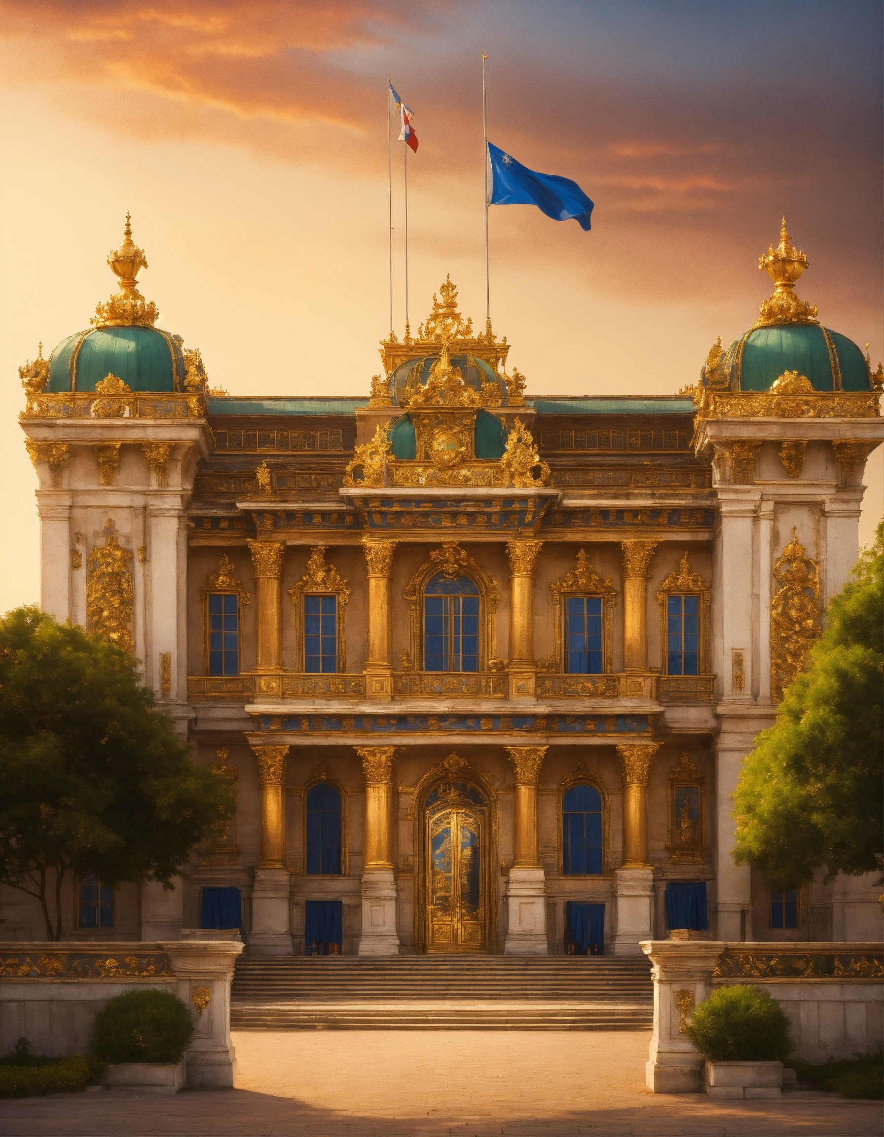Lexica - A royal palace with a flag